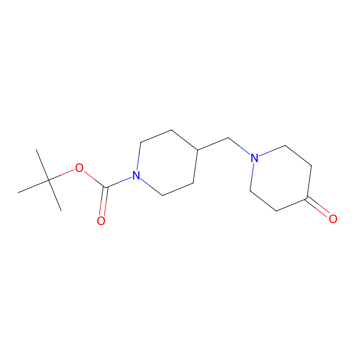 tert-Butyl 4-[(4-oxo-1-piperidyl)methyl]piperidine-1-carboxylate molecular structure, CAS 3078378-93-2