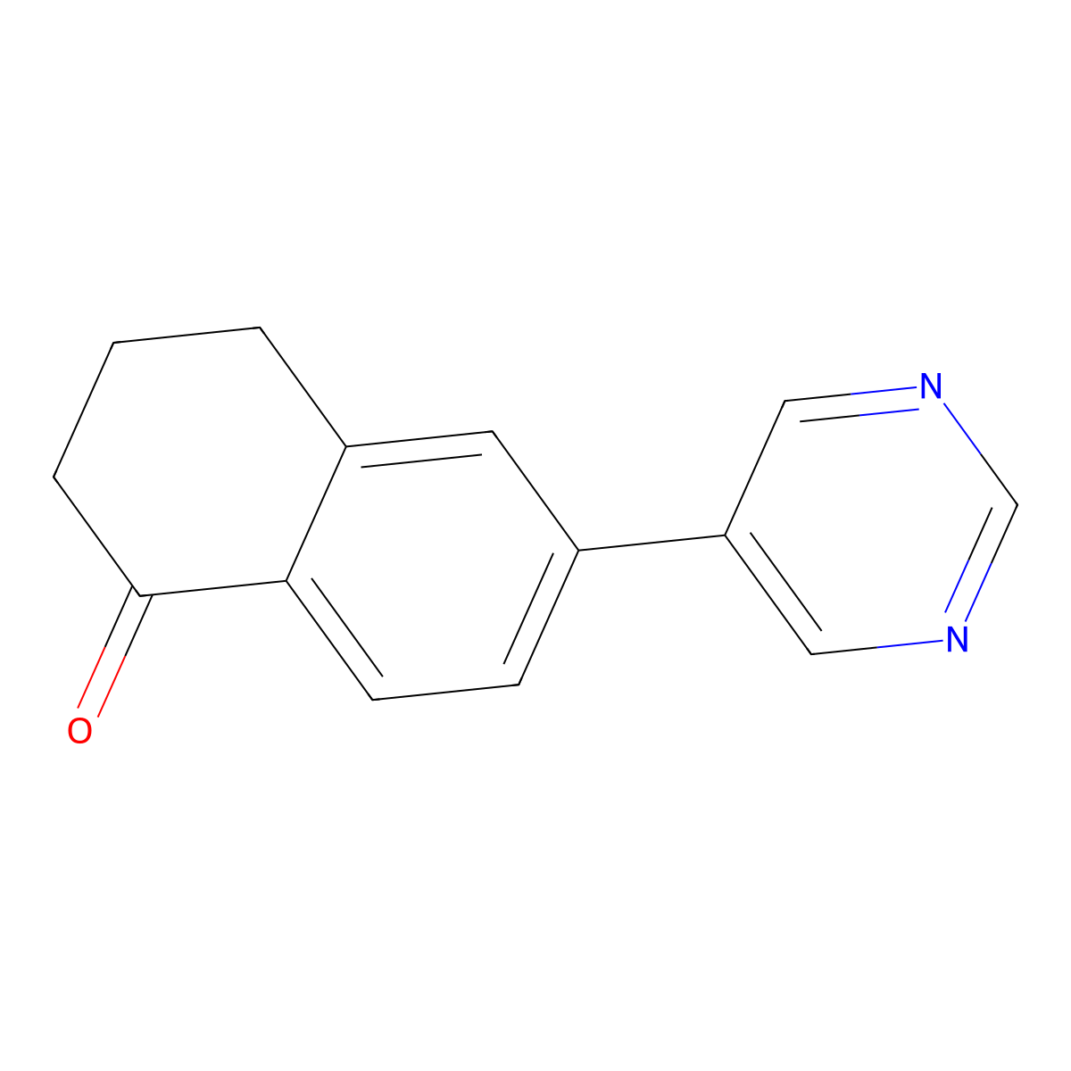 6-(Pyrimidin-5-yl)-3,4-dihydronaphthalen-1(2H)-one molecular structure, CAS 3078379-72-0