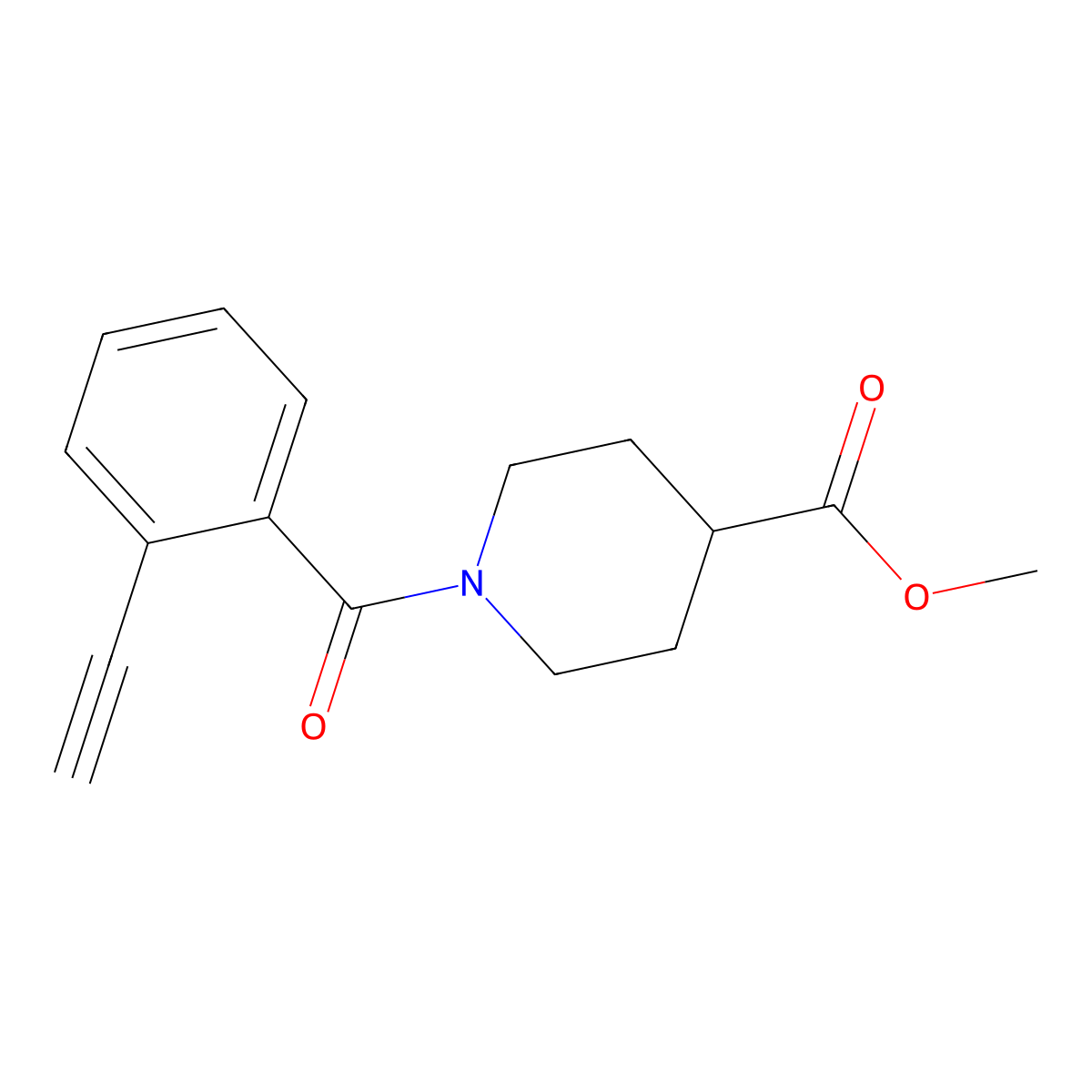Methyl 1-(2-ethynylbenzoyl)piperidine-4-carboxylate molecular structure, CAS 3078385-35-7
