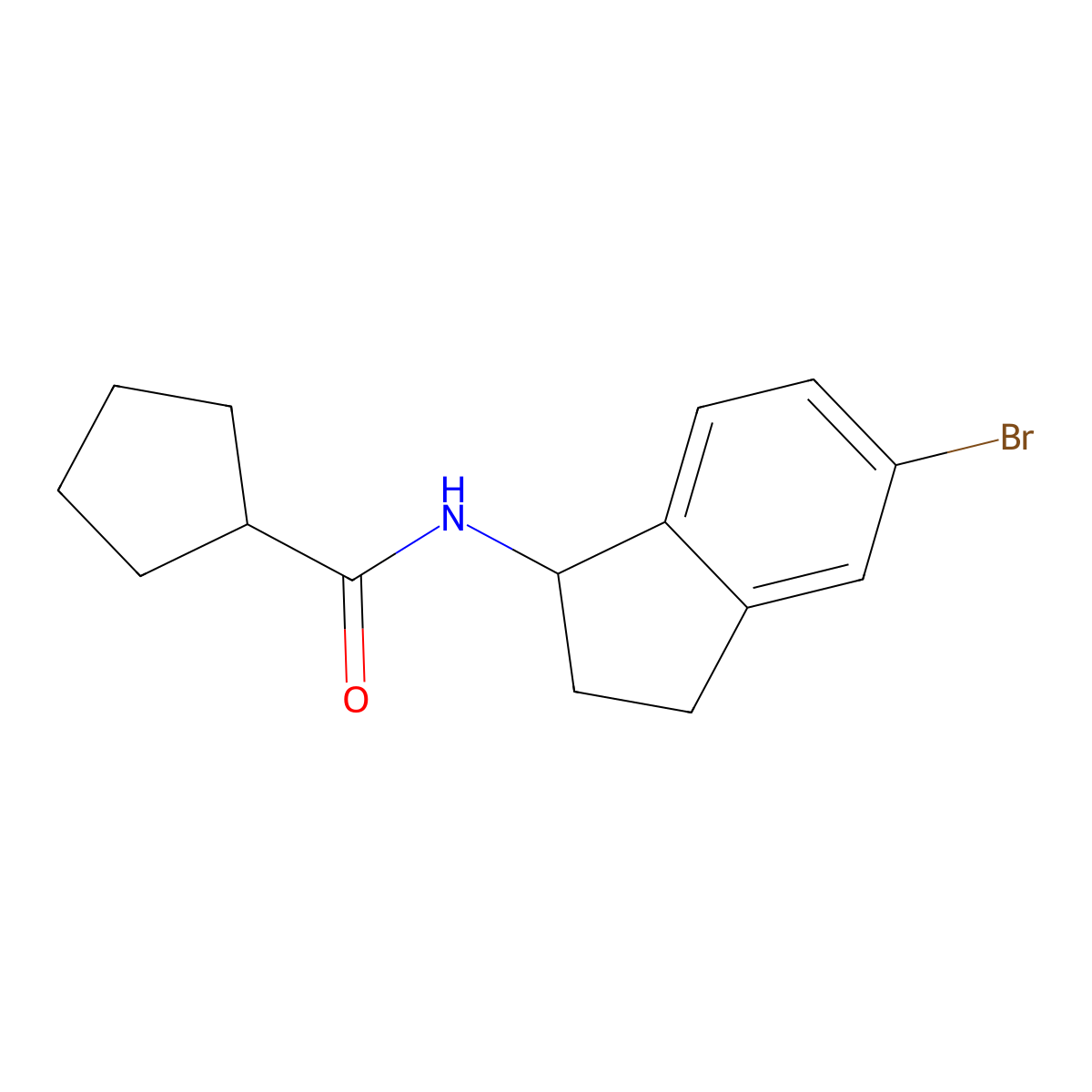 N-(5-Bromo-2,3-dihydro-1H-inden-1-yl)cyclopentanecarboxamide molecular structure, CAS 3078385-42-6
