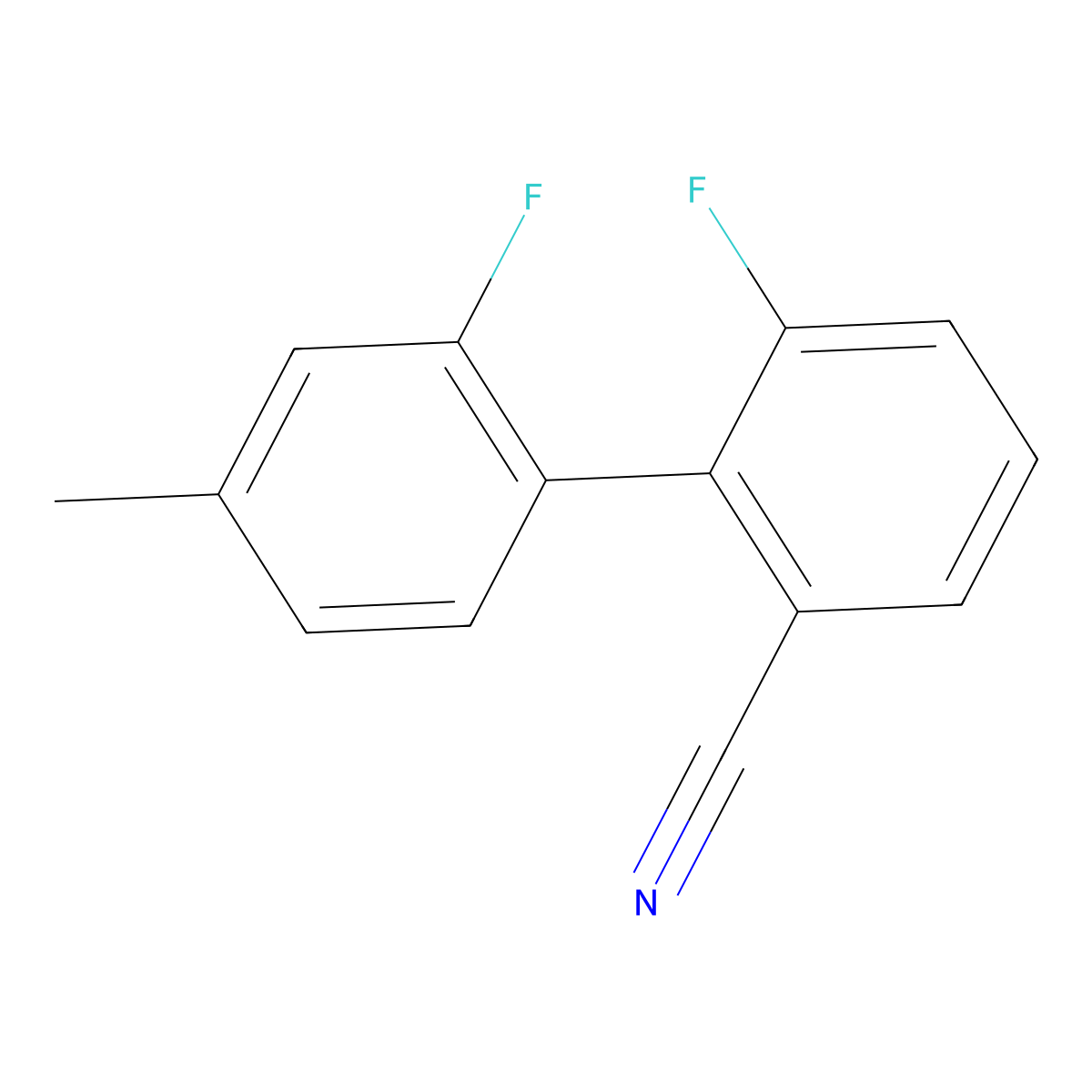 2',6-Difluoro-4'-methyl-[1,1'-biphenyl]-2-carbonitrile molecular structure, CAS 3078391-27-9