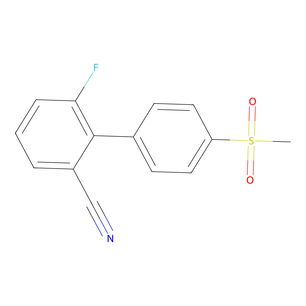 6-Fluoro-4'-(methylsulfonyl)-[1,1'-biphenyl]-2-carbonitrile molecular structure, CAS 3078391-45-1