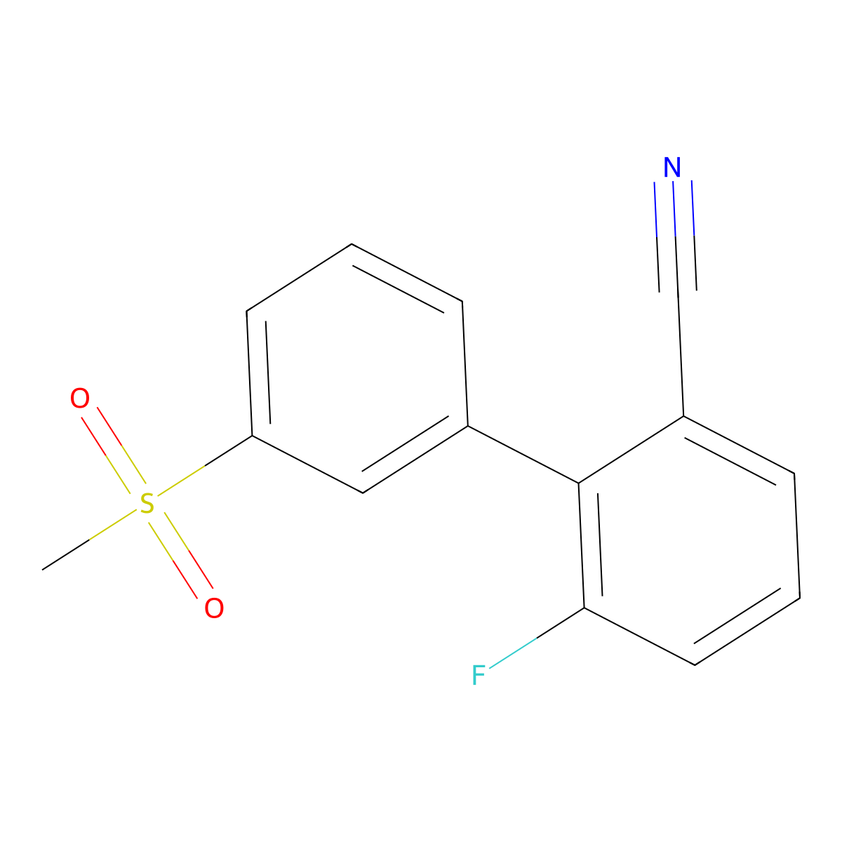 6-Fluoro-3'-(methylsulfonyl)-[1,1'-biphenyl]-2-carbonitrile molecular structure, CAS 3078393-85-5