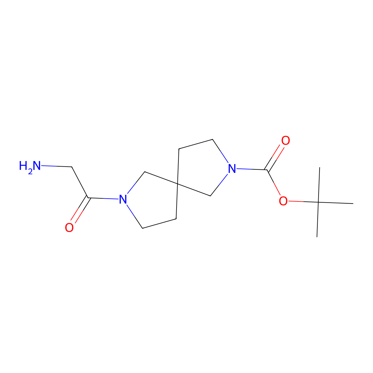 tert-Butyl 7-(2-aminoacetyl)-2,7-diazaspiro[4.4]nonane-2-carboxylate molecular structure, CAS 3078395-85-1