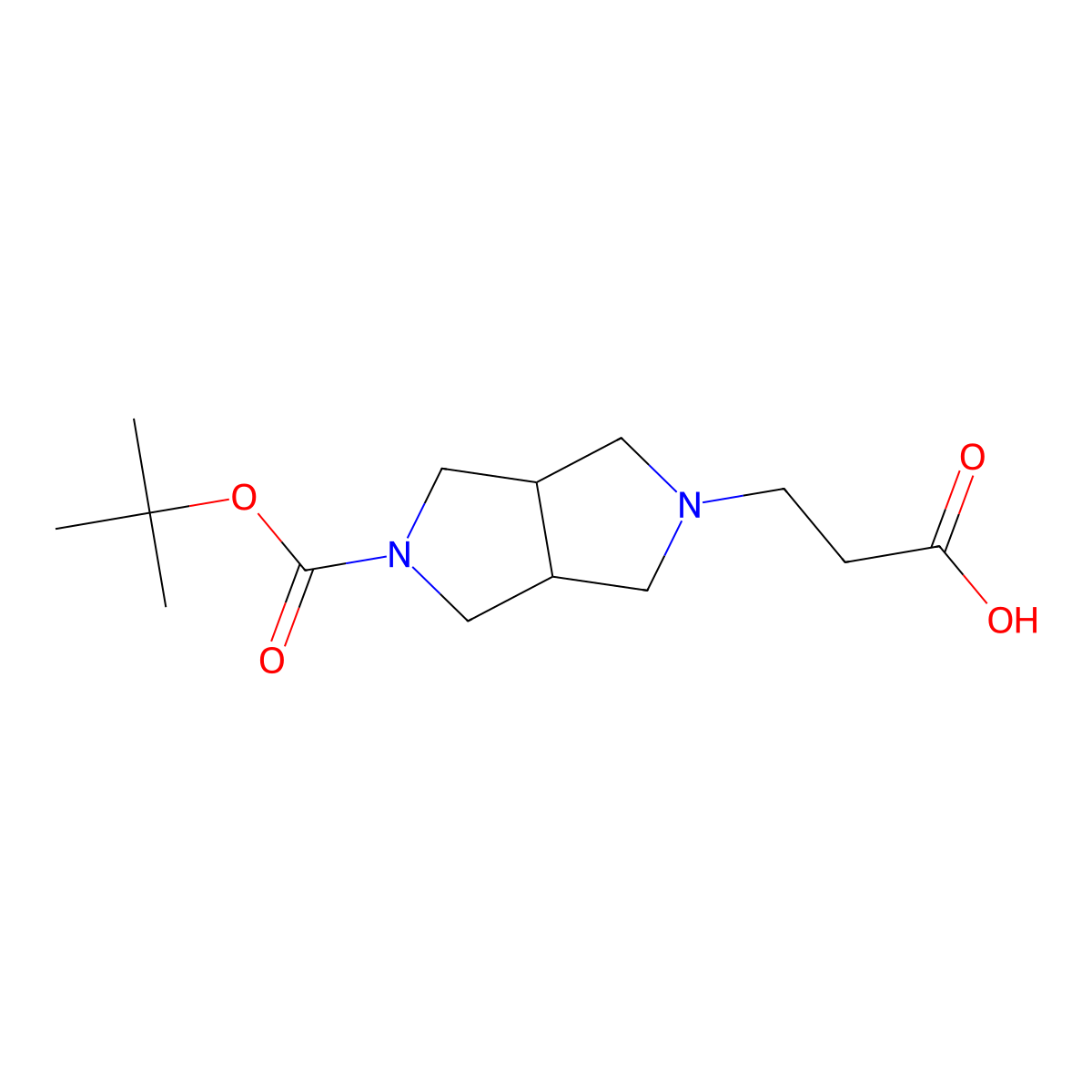 3-(5-(tert-Butoxycarbonyl)hexahydropyrrolo[3,4-c]pyrrol-2(1H)-yl)propanoic acid molecular structure, CAS 3078395-95-3
