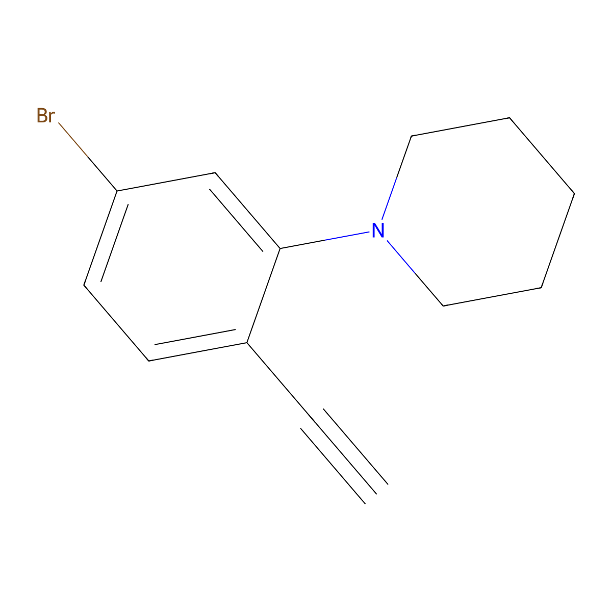 1-(5-Bromo-2-ethynylphenyl)piperidine molecular structure, CAS 3078409-90-9