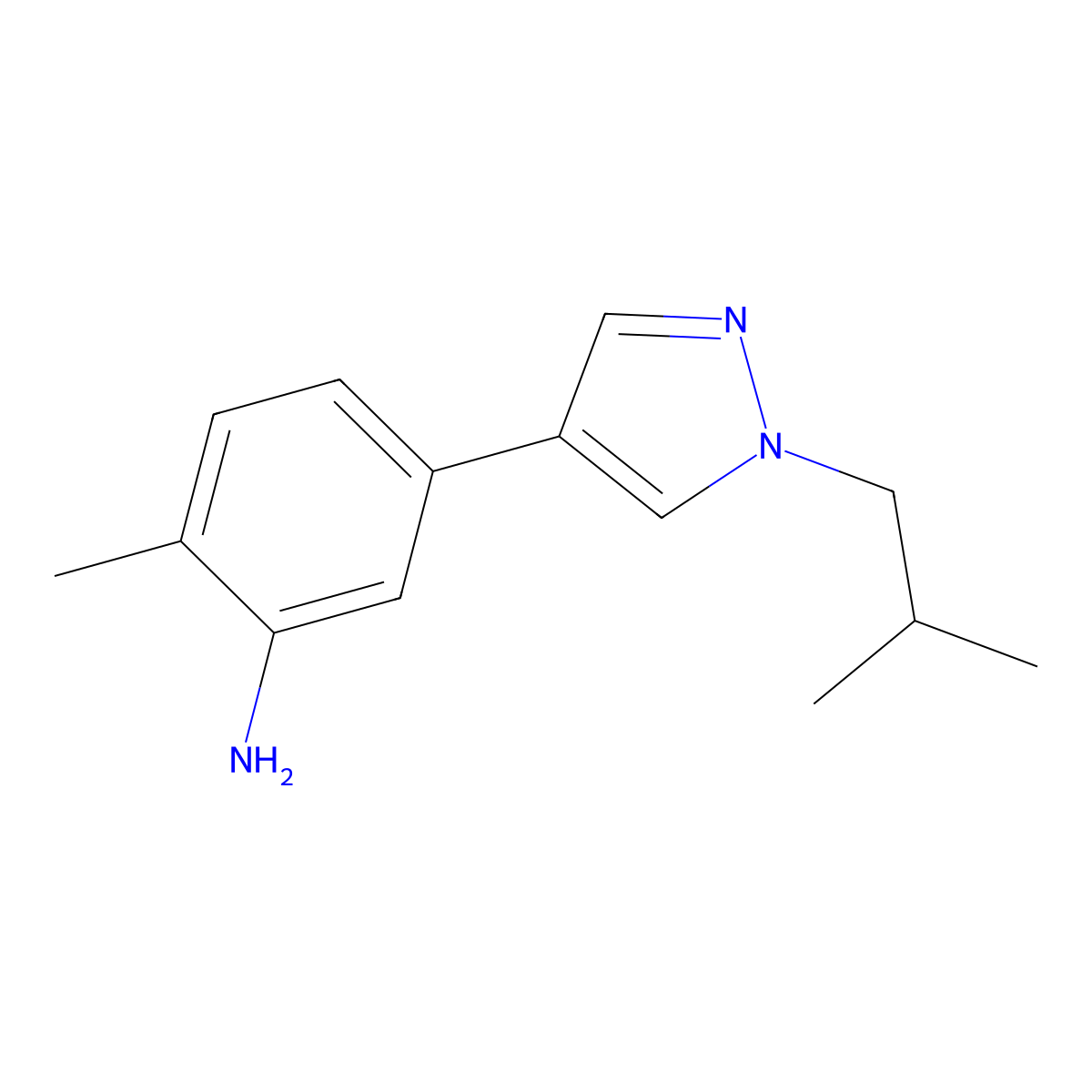 5-(1-Isobutyl-1H-pyrazol-4-yl)-2-methylaniline molecular structure, CAS 3078412-38-8
