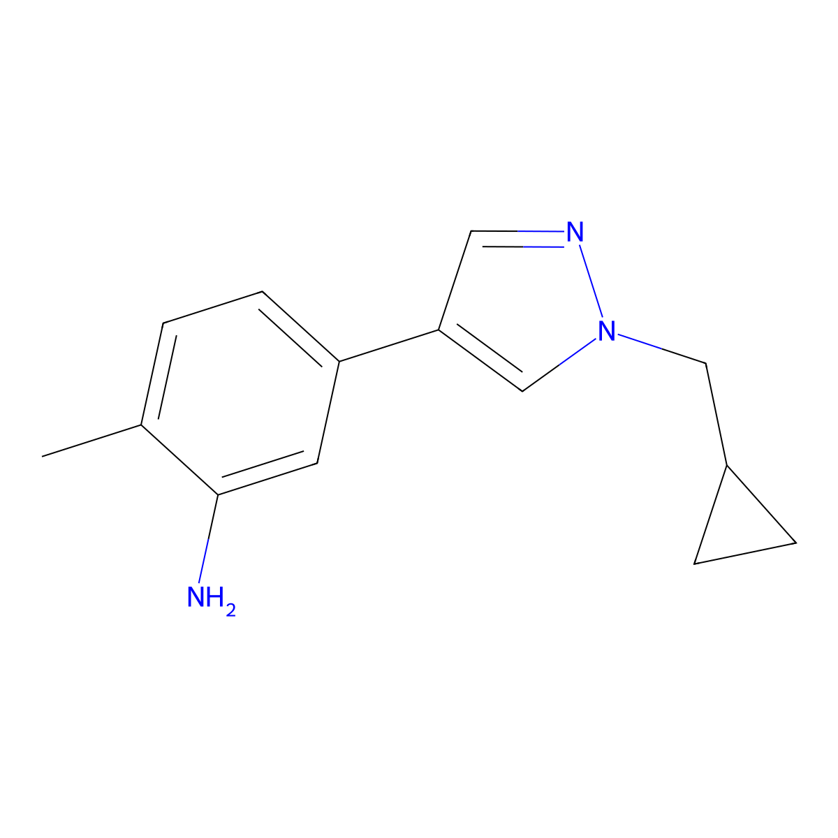 5-(1-(Cyclopropylmethyl)-1H-pyrazol-4-yl)-2-methylaniline molecular structure, CAS 3078412-41-3