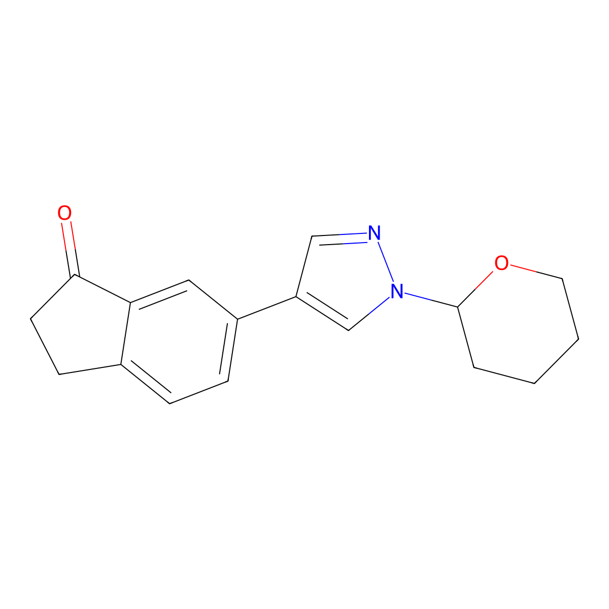 6-(1-(Tetrahydro-2H-pyran-2-yl)-1H-pyrazol-4-yl)-2,3-dihydro-1H-inden-1-one molecular structure, CAS 3078437-07-4