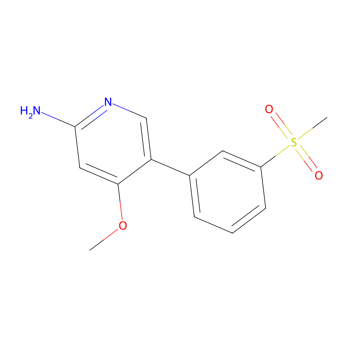4-Methoxy-5-(3-(methylsulfonyl)phenyl)pyridin-2-amine molecular structure, CAS 3078444-97-7