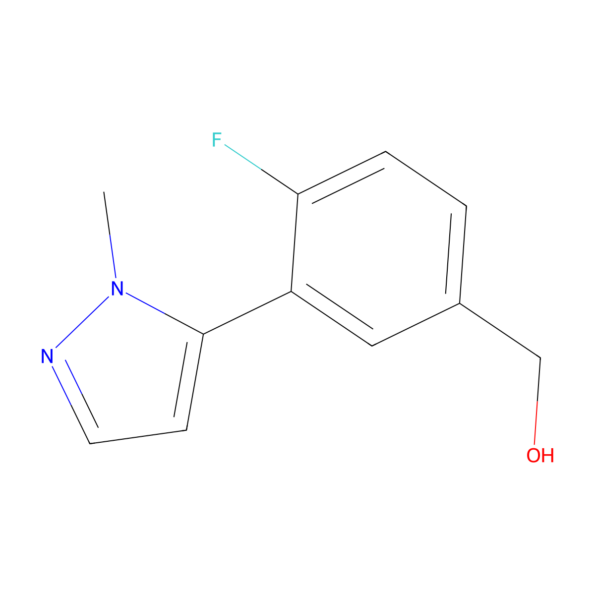 (4-Fluoro-3-(1-methyl-1H-pyrazol-5-yl)phenyl)methanol molecular structure, CAS 3078448-15-1