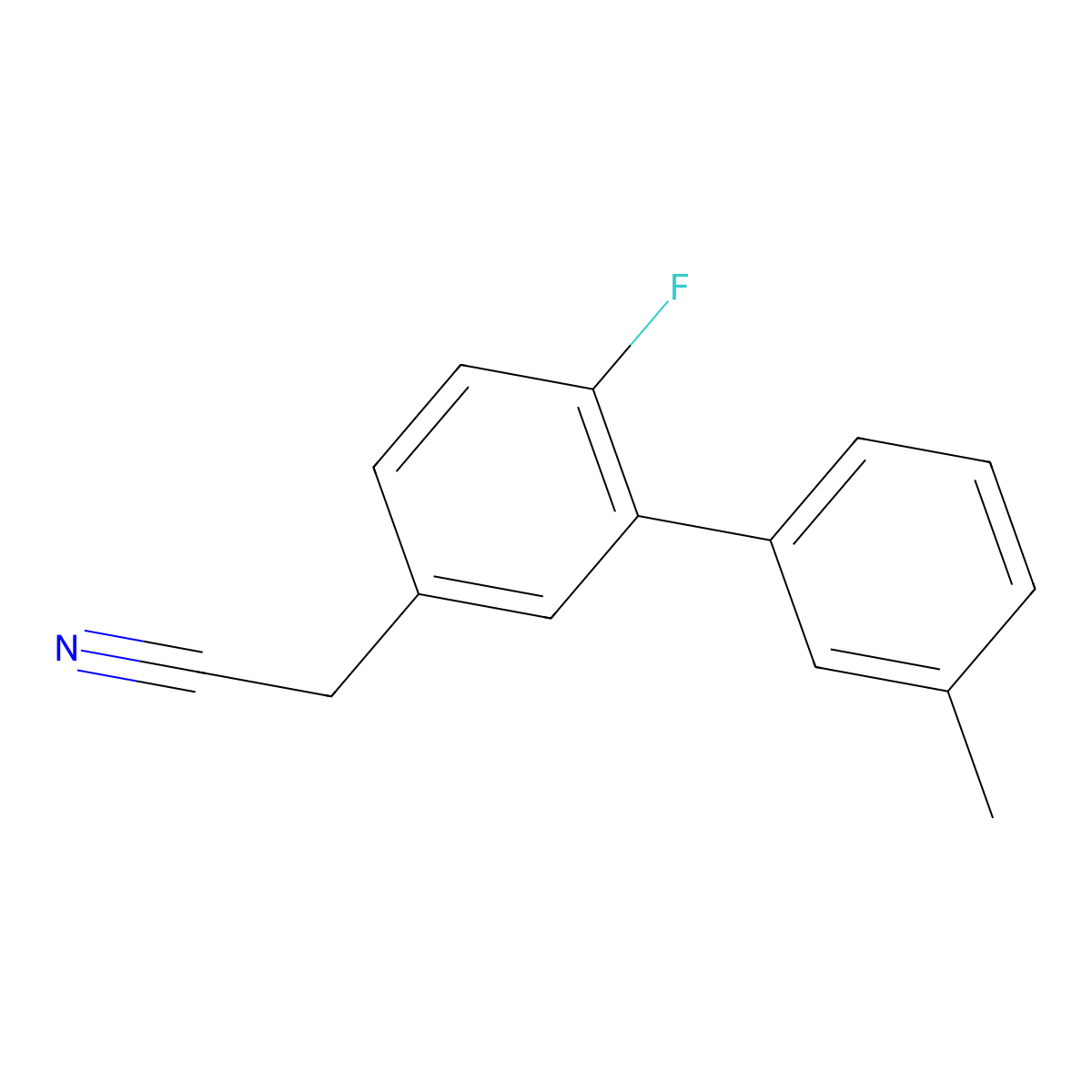 2-(6-Fluoro-3'-methyl-[1,1'-biphenyl]-3-yl)acetonitrile molecular structure, CAS 3078449-67-6