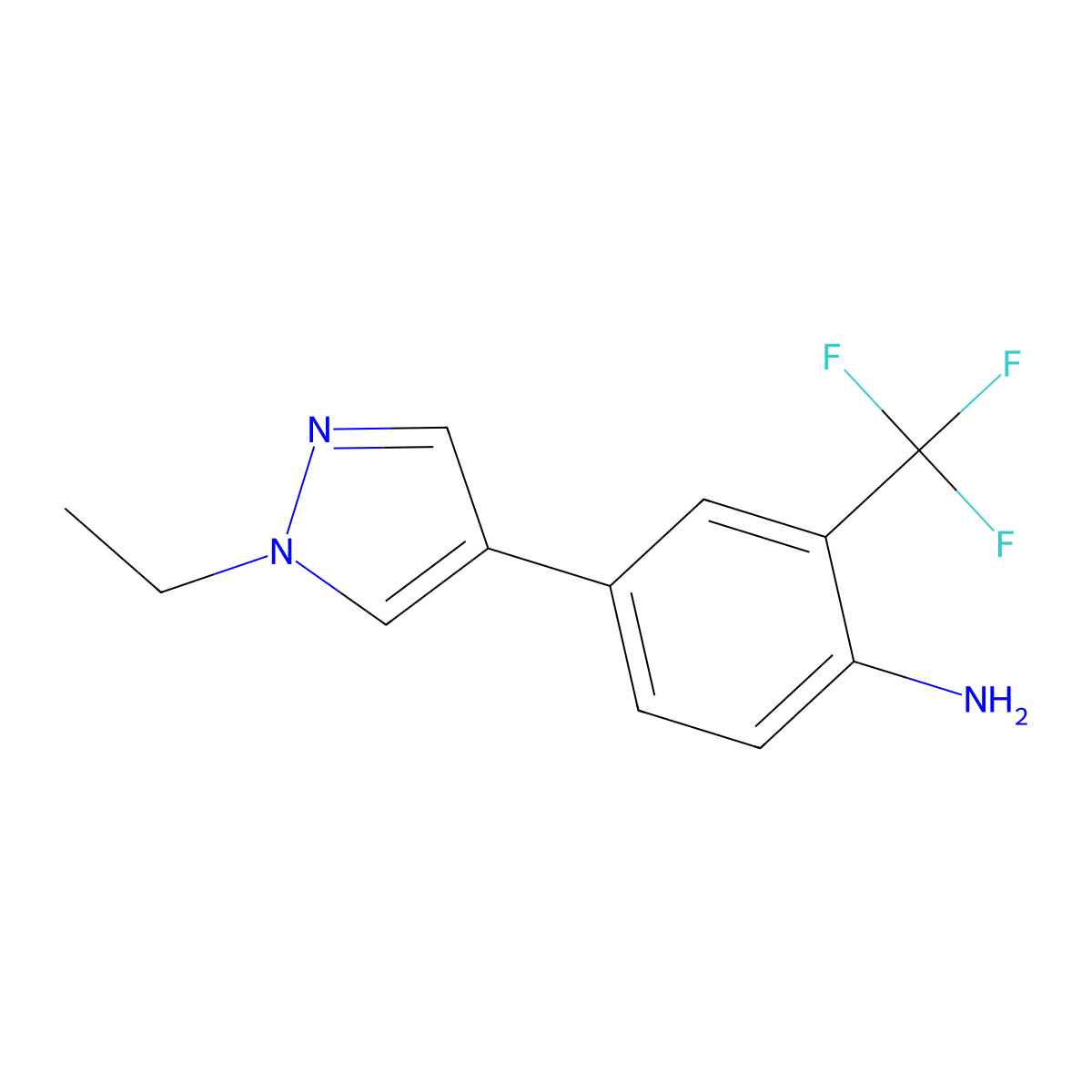4-(1-Ethyl-1H-pyrazol-4-yl)-2-(trifluoromethyl)aniline molecular structure, CAS 3078450-20-8