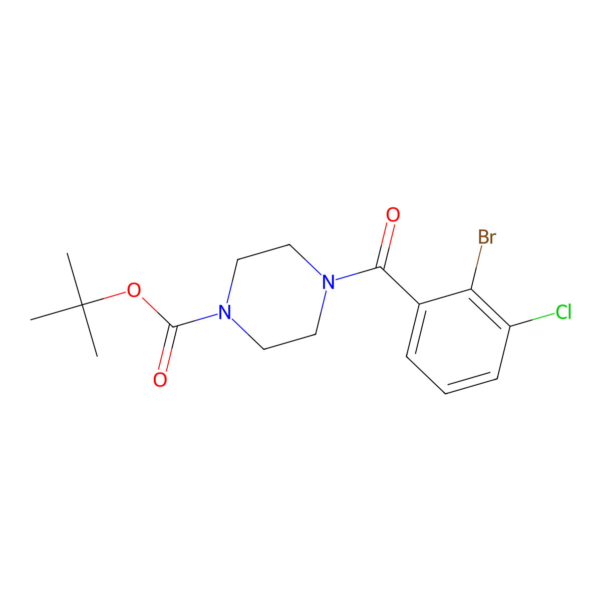 tert-Butyl 4-(2-bromo-3-chlorobenzoyl)piperazine-1-carboxylate molecular structure, CAS 3078450-41-3