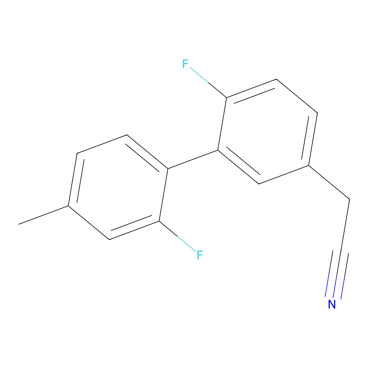 2-(2',6-Difluoro-4'-methyl-[1,1'-biphenyl]-3-yl)acetonitrile molecular structure, CAS 3078451-31-4