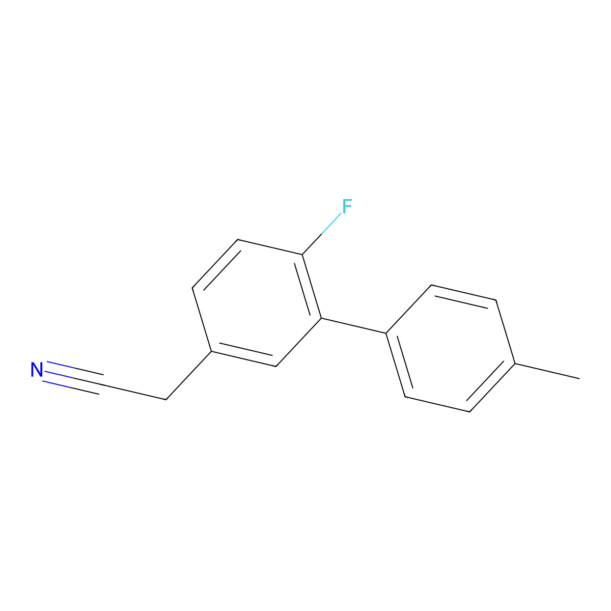 2-(6-Fluoro-4'-methyl-[1,1'-biphenyl]-3-yl)acetonitrile molecular structure, CAS 3078451-55-2