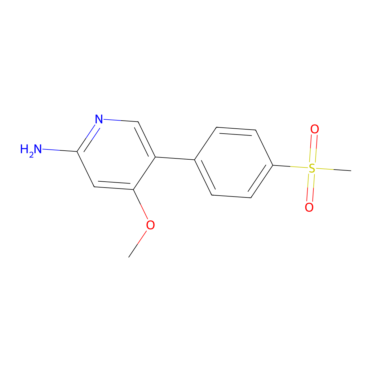 4-Methoxy-5-(4-(methylsulfonyl)phenyl)pyridin-2-amine molecular structure, CAS 3078453-82-1