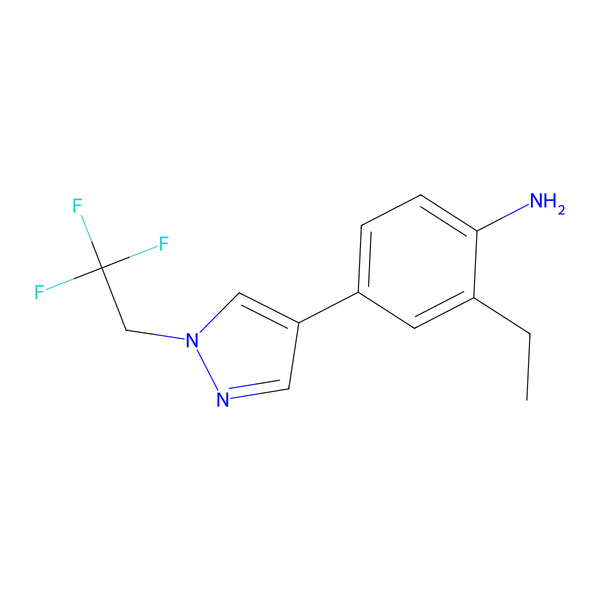 2-Ethyl-4-(1-(2,2,2-trifluoroethyl)-1H-pyrazol-4-yl)aniline molecular structure, CAS 3078461-45-4