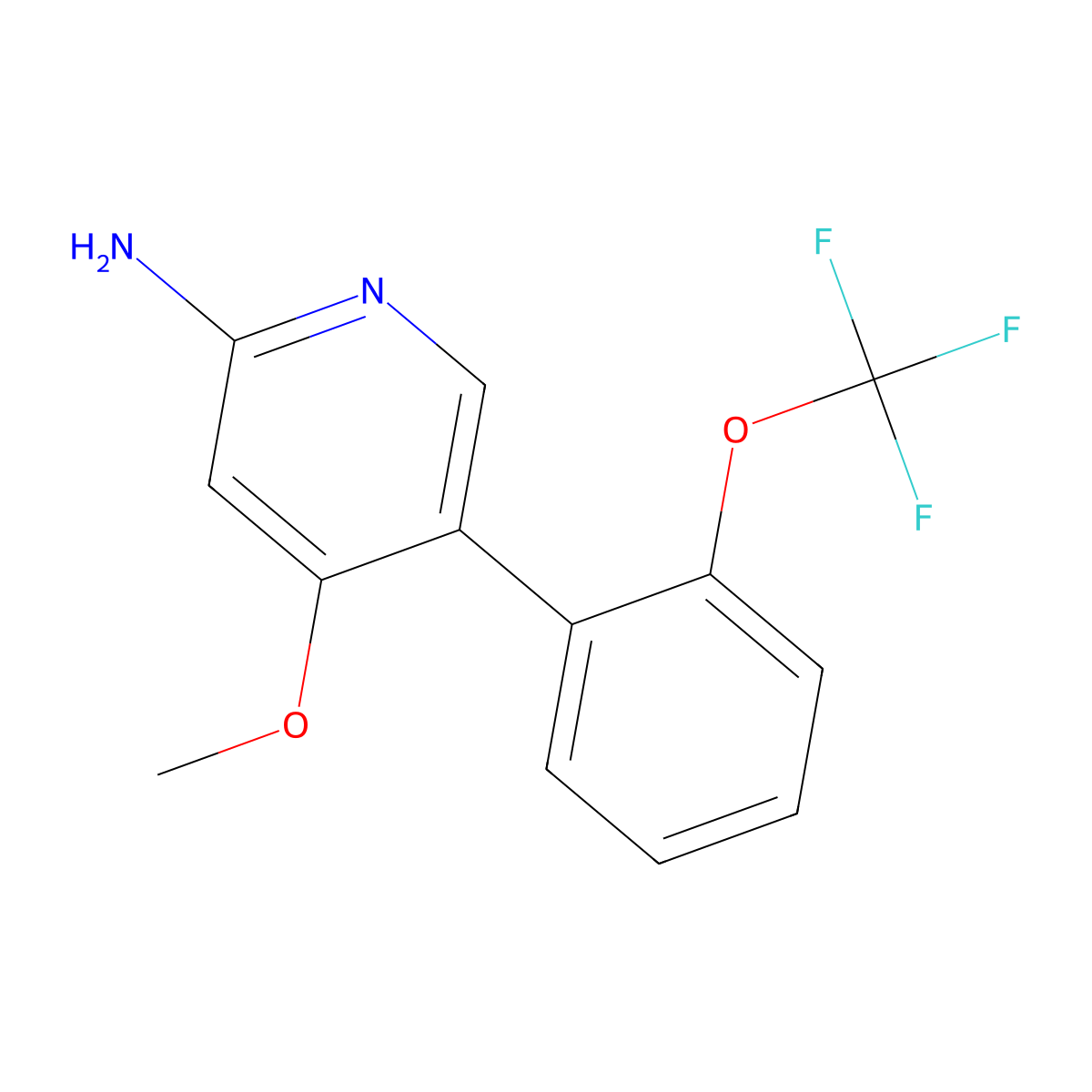 4-Methoxy-5-(2-(trifluoromethoxy)phenyl)pyridin-2-amine molecular structure, CAS 3078474-28-6