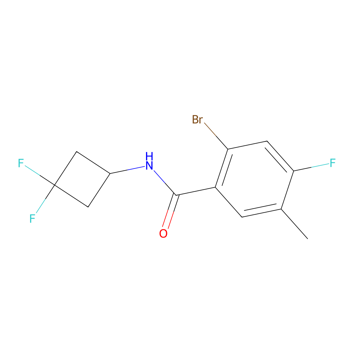 2-Bromo-N-(3,3-difluorocyclobutyl)-4-fluoro-5-methylbenzamide molecular structure, CAS 3078474-86-6
