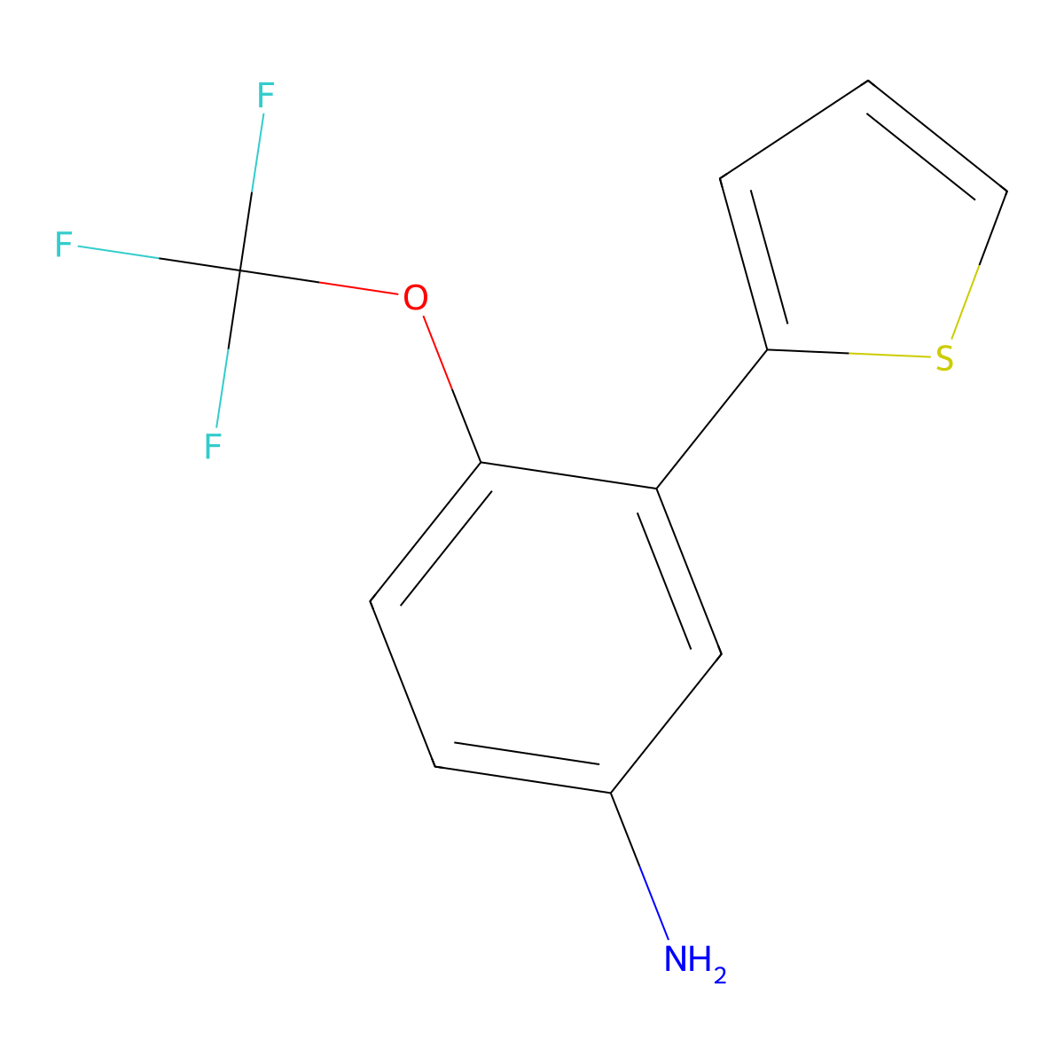 3-(Thiophen-2-yl)-4-(trifluoromethoxy)aniline molecular structure, CAS 3078475-09-6