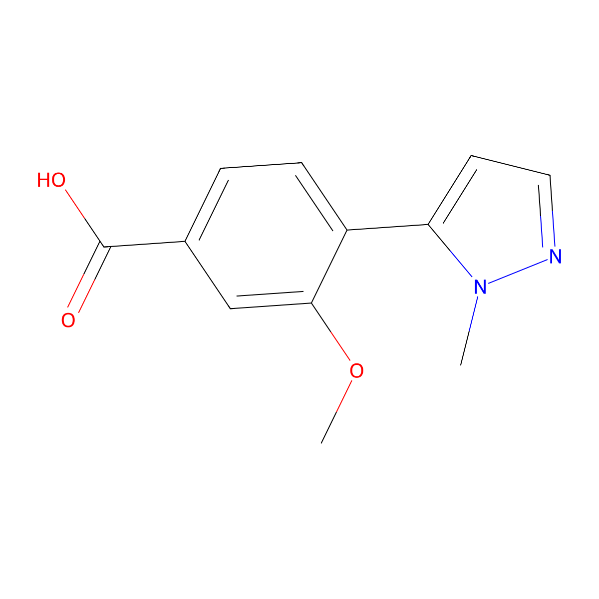3-Methoxy-4-(1-methyl-1H-pyrazol-5-yl)benzoic acid molecular structure, CAS 3078493-97-4