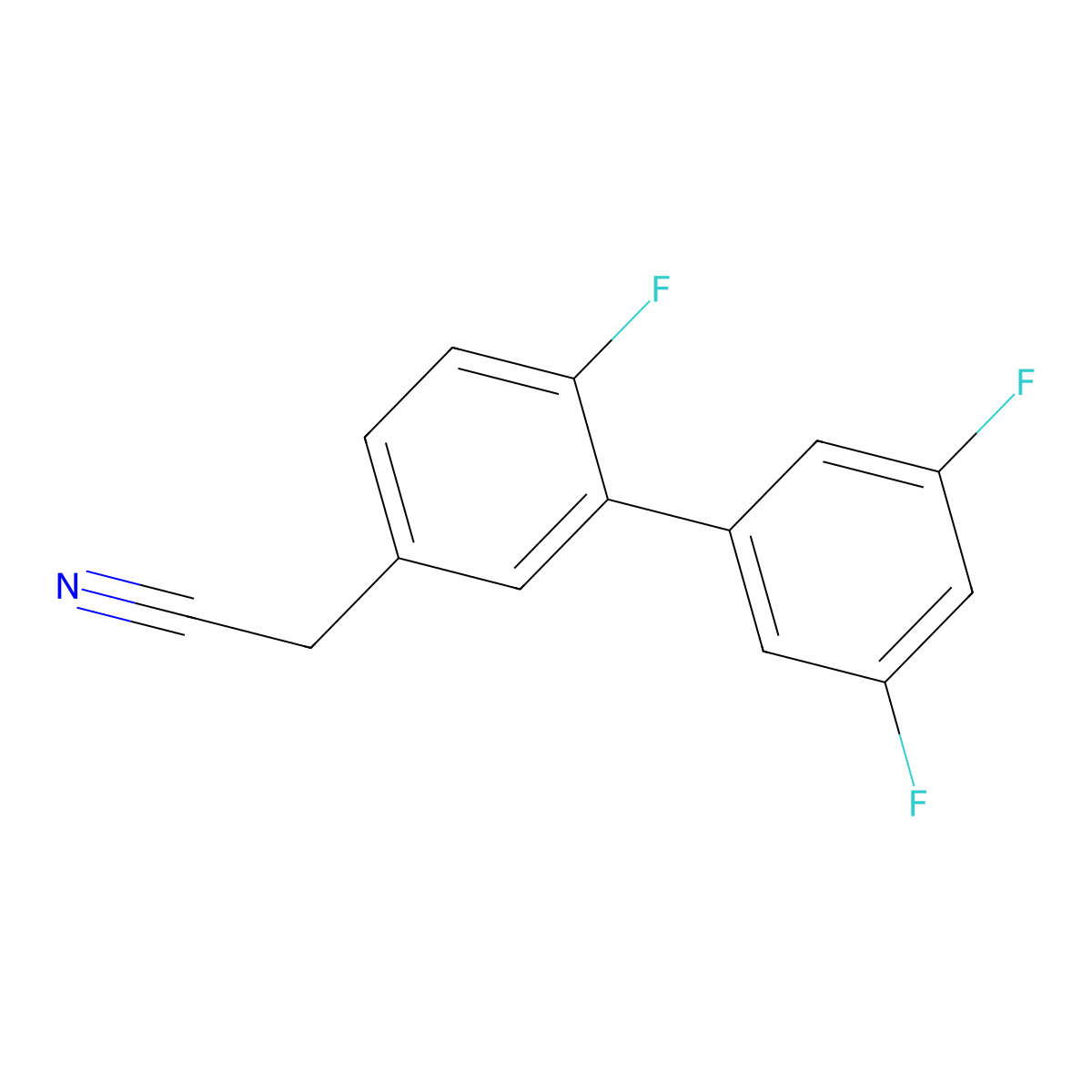 2-(3',5',6-Trifluoro-[1,1'-biphenyl]-3-yl)acetonitrile molecular structure, CAS 3078495-61-8