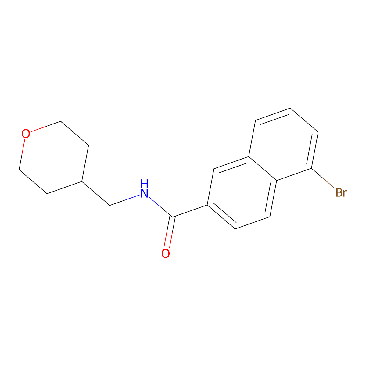 5-Bromo-N-((tetrahydro-2H-pyran-4-yl)methyl)-2-naphthamide molecular structure, CAS 3078520-28-9