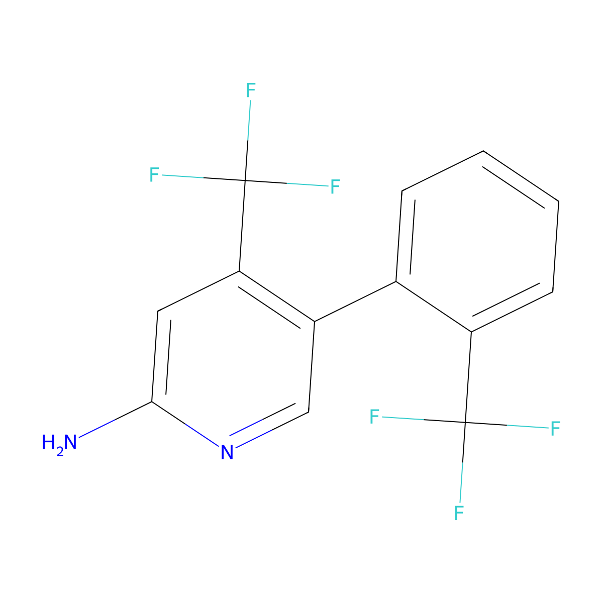 4-(Trifluoromethyl)-5-(2-(trifluoromethyl)phenyl)pyridin-2-amine molecular structure, CAS 3078552-10-7