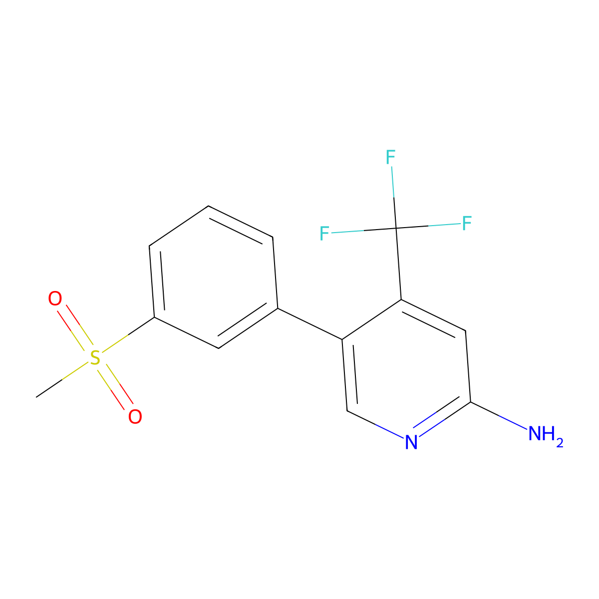 5-(3-(Methylsulfonyl)phenyl)-4-(trifluoromethyl)pyridin-2-amine molecular structure, CAS 3078552-20-9