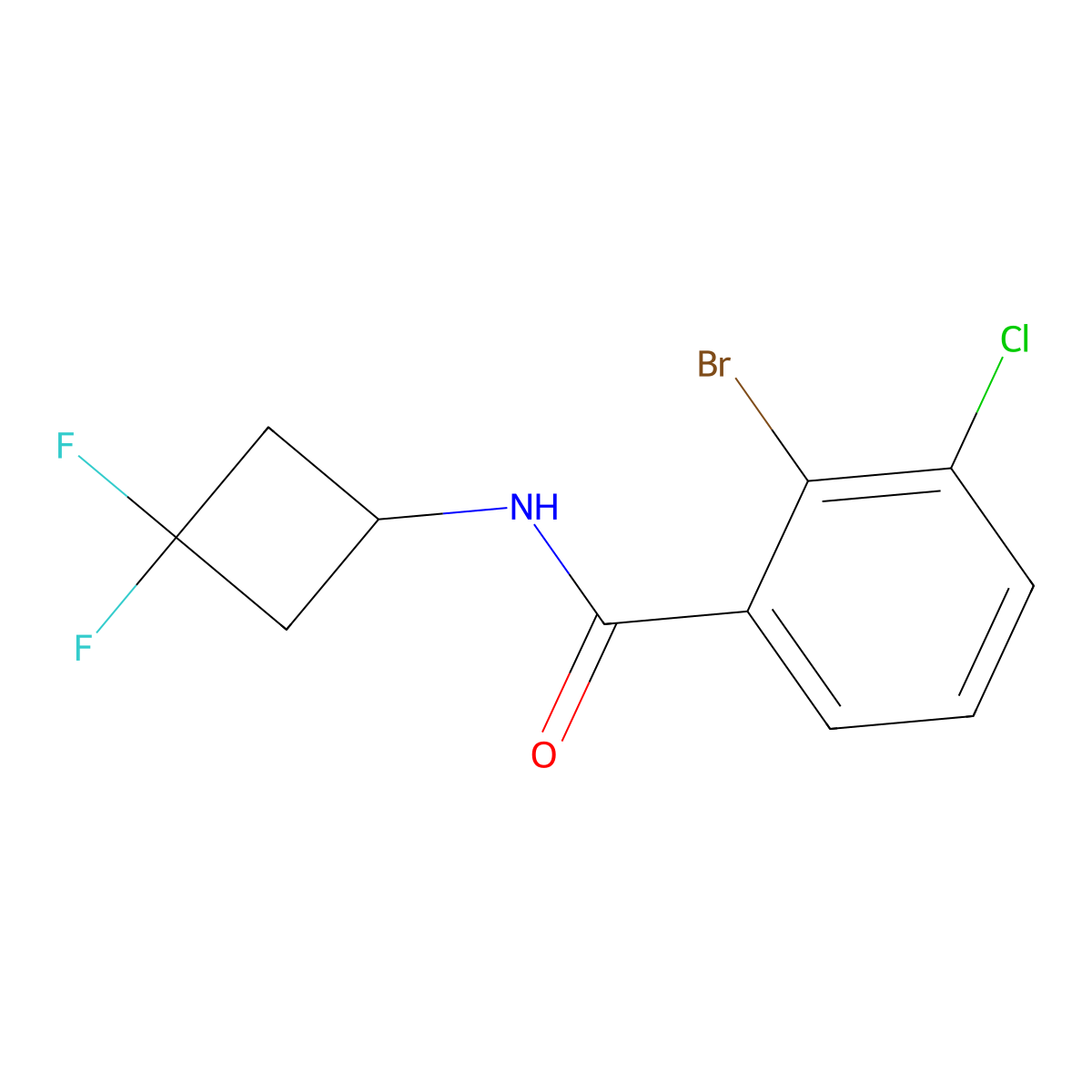 2-Bromo-3-chloro-N-(3,3-difluorocyclobutyl)benzamide molecular structure, CAS 3078557-22-6