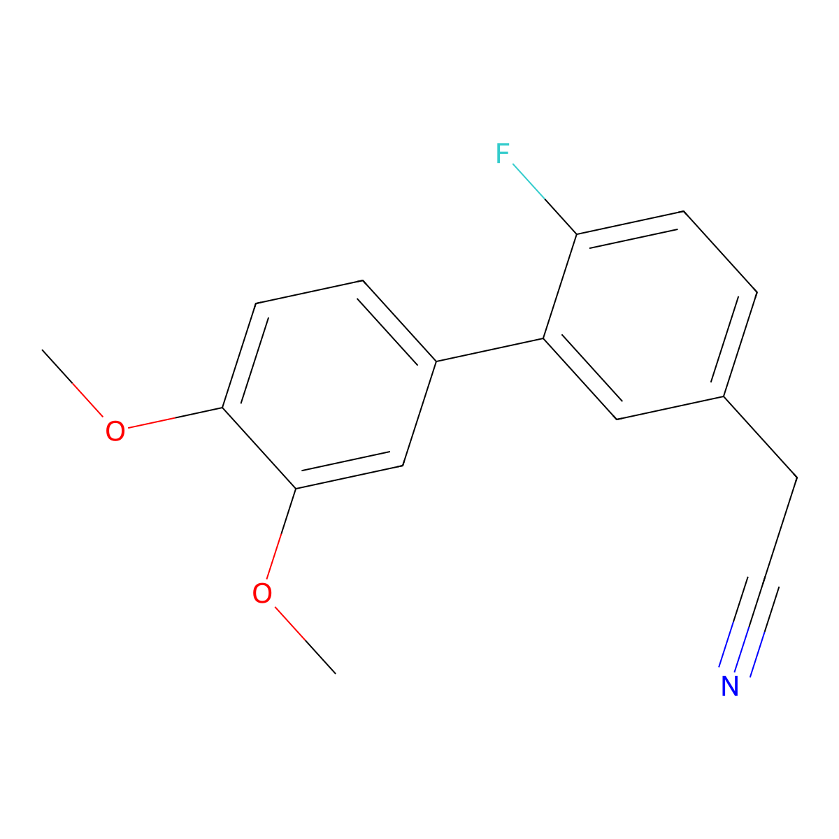 2-(6-Fluoro-3',4'-dimethoxy-[1,1'-biphenyl]-3-yl)acetonitrile molecular structure, CAS 3078559-11-9