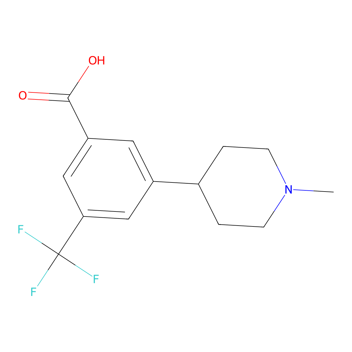 3-(1-Methylpiperidin-4-yl)-5-(trifluoromethyl)benzoic acid molecular structure, CAS 3078559-89-1