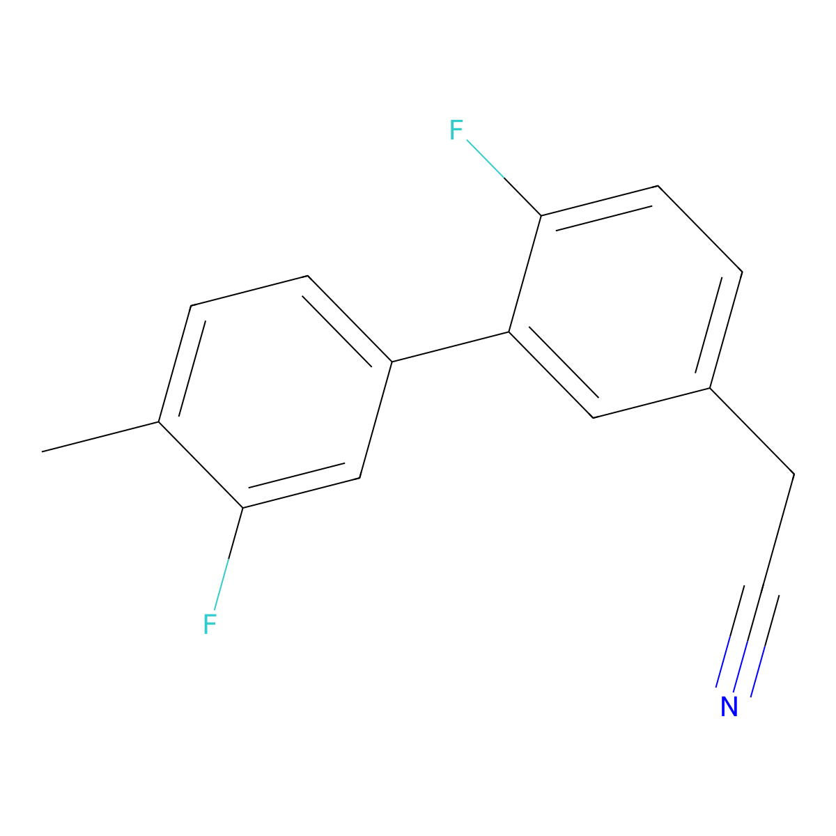 2-(3',6-Difluoro-4'-methyl-[1,1'-biphenyl]-3-yl)acetonitrile molecular structure, CAS 3078568-18-7