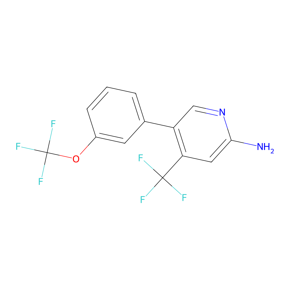 5-(3-(Trifluoromethoxy)phenyl)-4-(trifluoromethyl)pyridin-2-amine molecular structure, CAS 3078576-42-5
