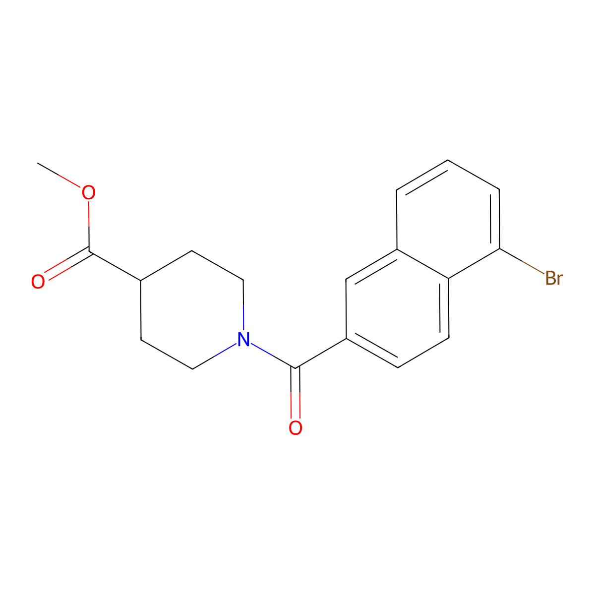 Methyl 1-(5-bromo-2-naphthoyl)piperidine-4-carboxylate molecular structure, CAS 3078580-08-9
