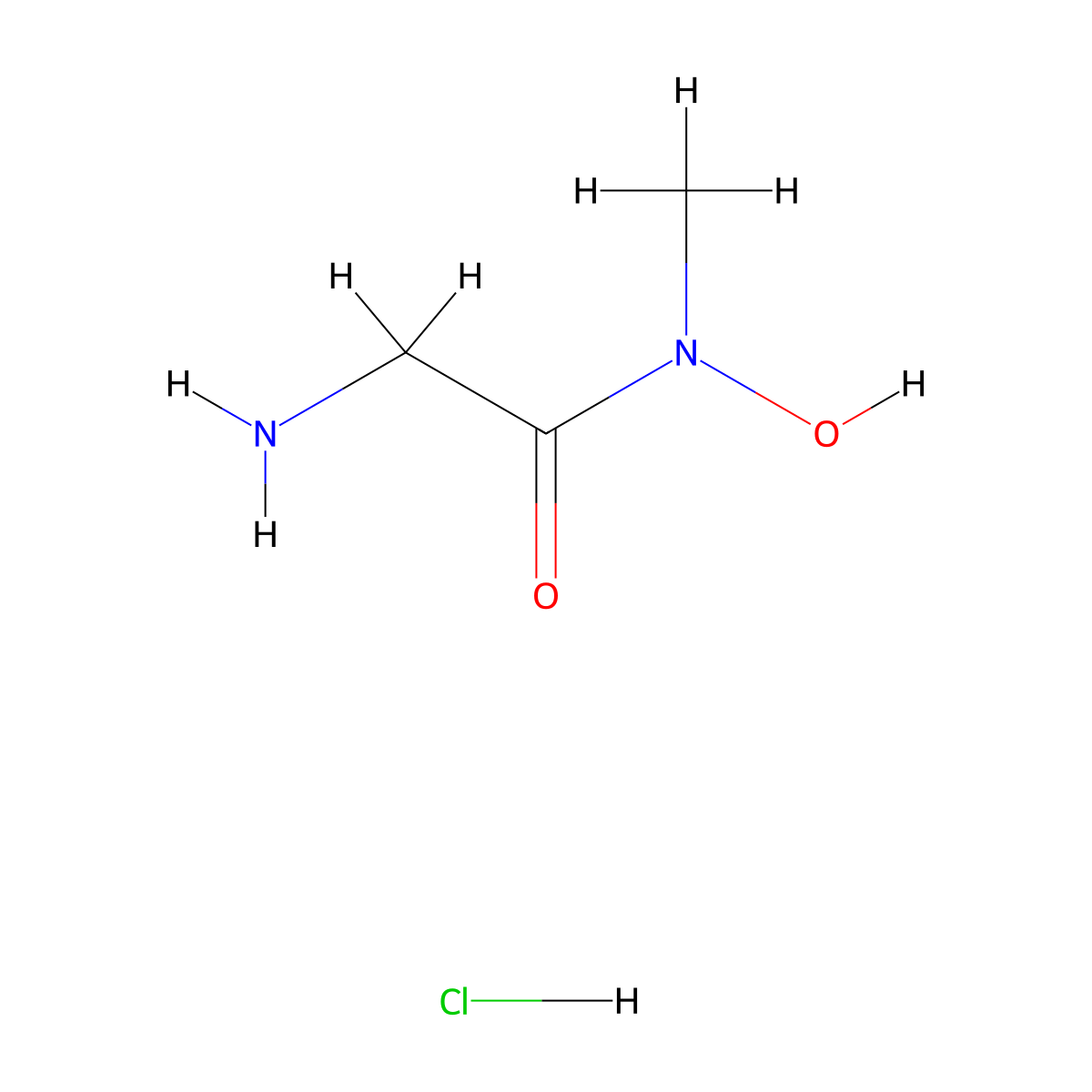 2-amino-N-hydroxy-N-methylacetamide hydrochloride molecular structure, CAS 3079-69-4