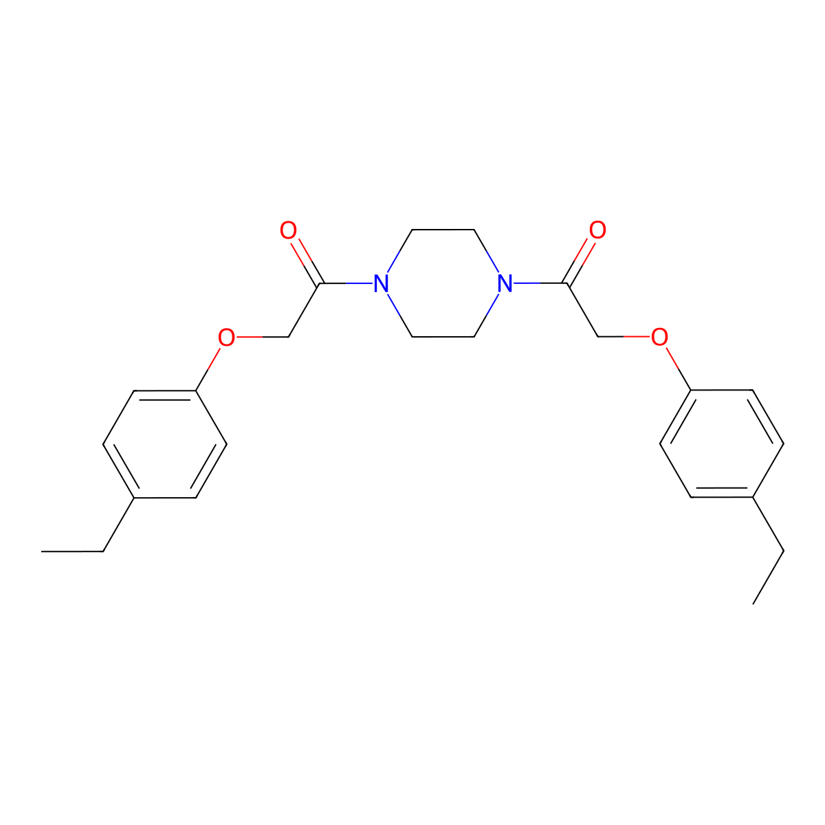 1,4-Bis[(4-ethylphenoxy)acetyl]piperazine molecular structure, CAS 3079-97-8