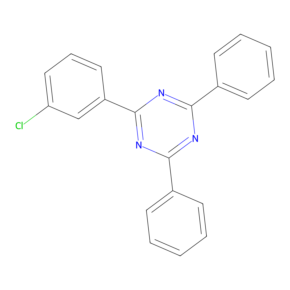 2-(3-Chlorophenyl)-4,6-diphenyl-1,3,5-triazine molecular structure, CAS 307929-32-4