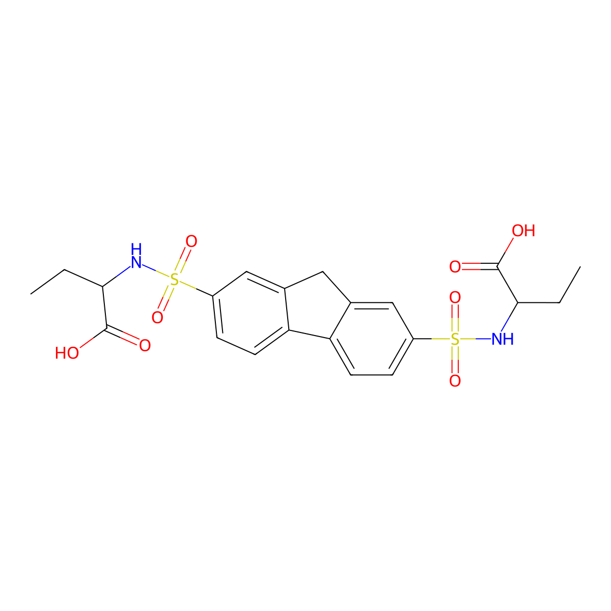 2-[7-(1-Carboxy-propylsulfamoyl)-9H-fluorene-2-sulfonylamino]-butyric acid molecular structure, CAS 307941-66-8