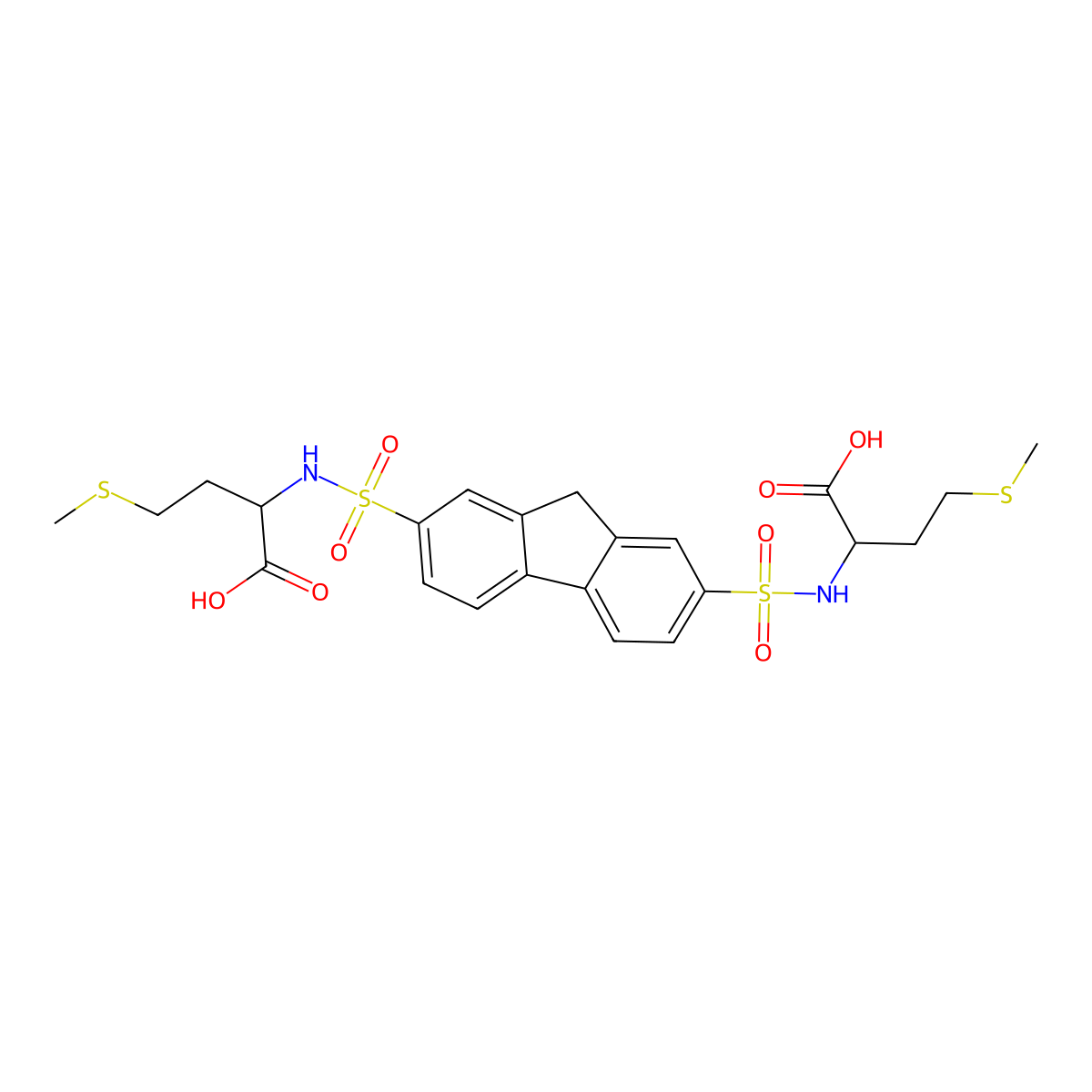 2,2'-((9H-Fluorene-2,7-disulfonyl)bis(azanediyl))bis(4-(methylthio)butanoicacid) molecular structure, CAS 307941-70-4