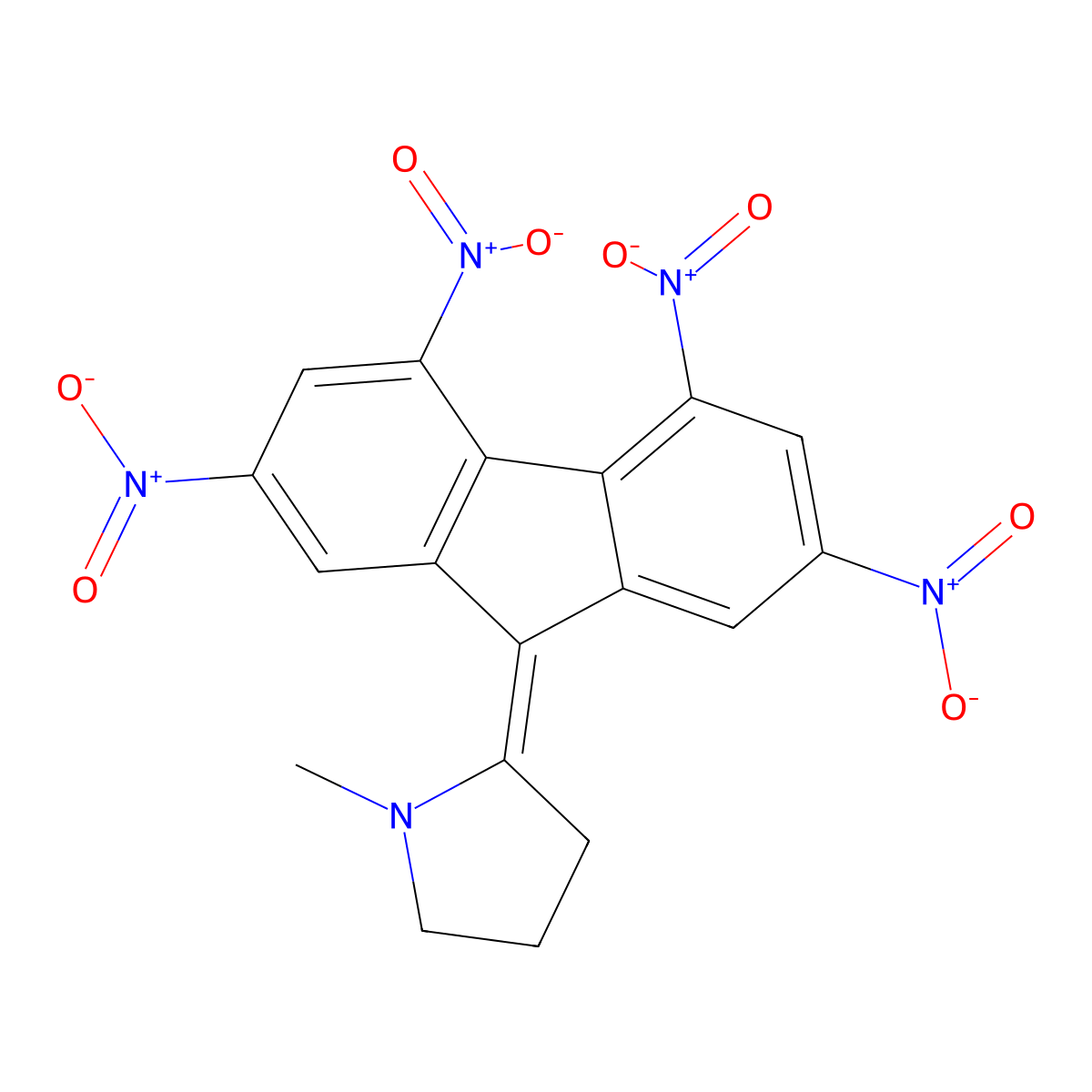 1-Methyl-2-(2,4,5,7-tetranitro-9H-fluoren-9-ylidene)pyrrolidine molecular structure, CAS 307941-74-8