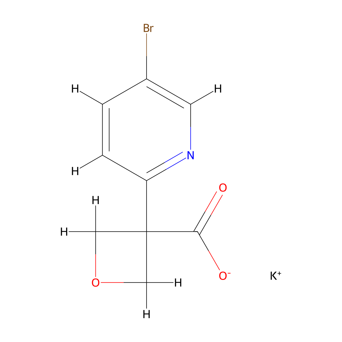 Potassium 3-(5-bromopyridin-2-yl)oxetane-3-carboxylate molecular structure, CAS 3079436-40-8