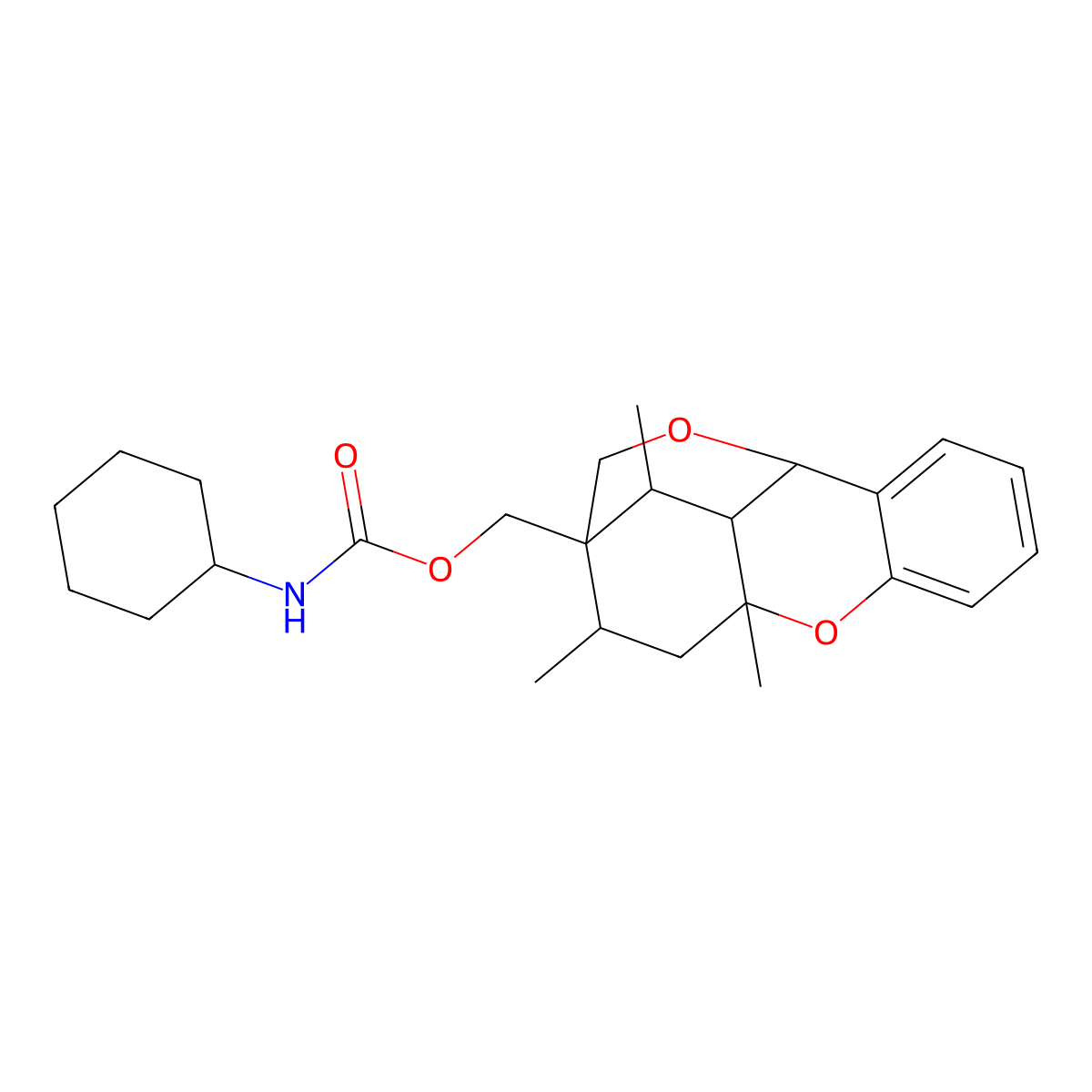 [1,3,4a-trimethyl-4,4a,9,9a-tetrahydro-1H-9,2-(epoxymethano)xanthen-2(3H)-yl]methyl cyclohexylcarbamate molecular structure, CAS 307944-69-0