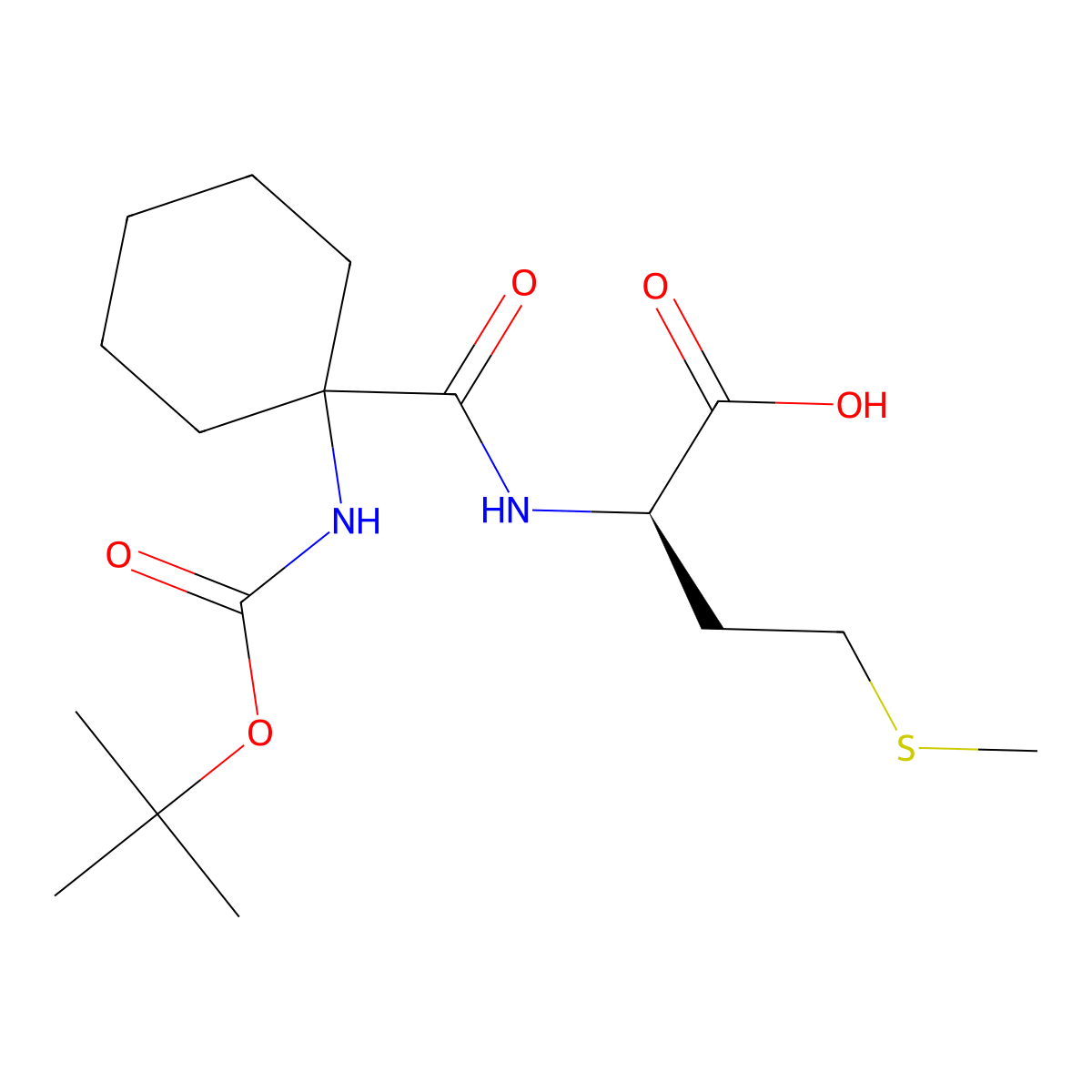 (2R)-2-[[1-[(2-methylpropan-2-yl)oxycarbonylamino]cyclohexanecarbonyl]amino]-4-methylsulfanylbutanoic acid molecular structure, CAS 307944-80-5