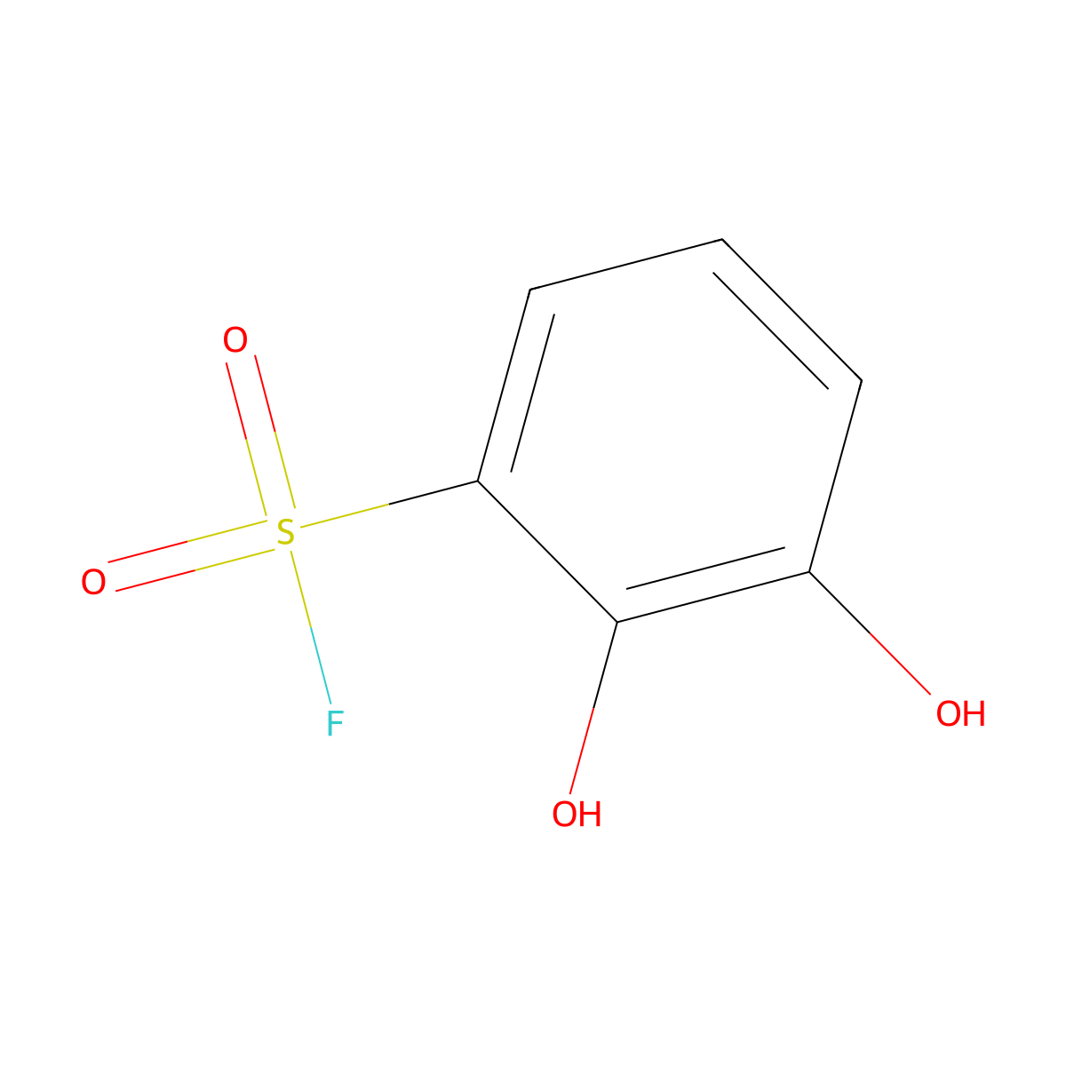 2,3-Dihydroxybenzene-1-sulfonyl fluoride molecular structure, CAS 3079481-01-6