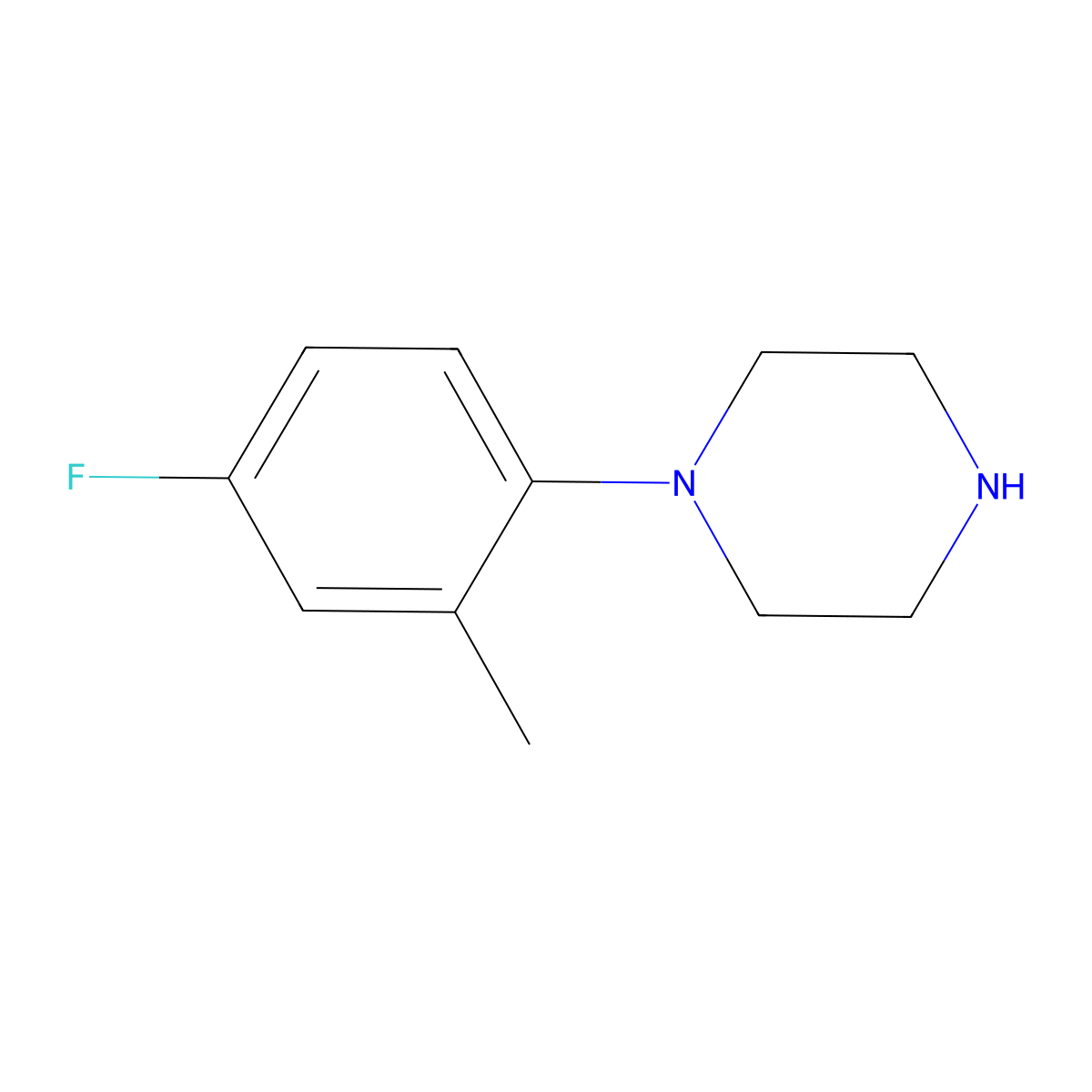 1-(4-Fluoro-2-methylphenyl)piperazine molecular structure, CAS 307952-16-5