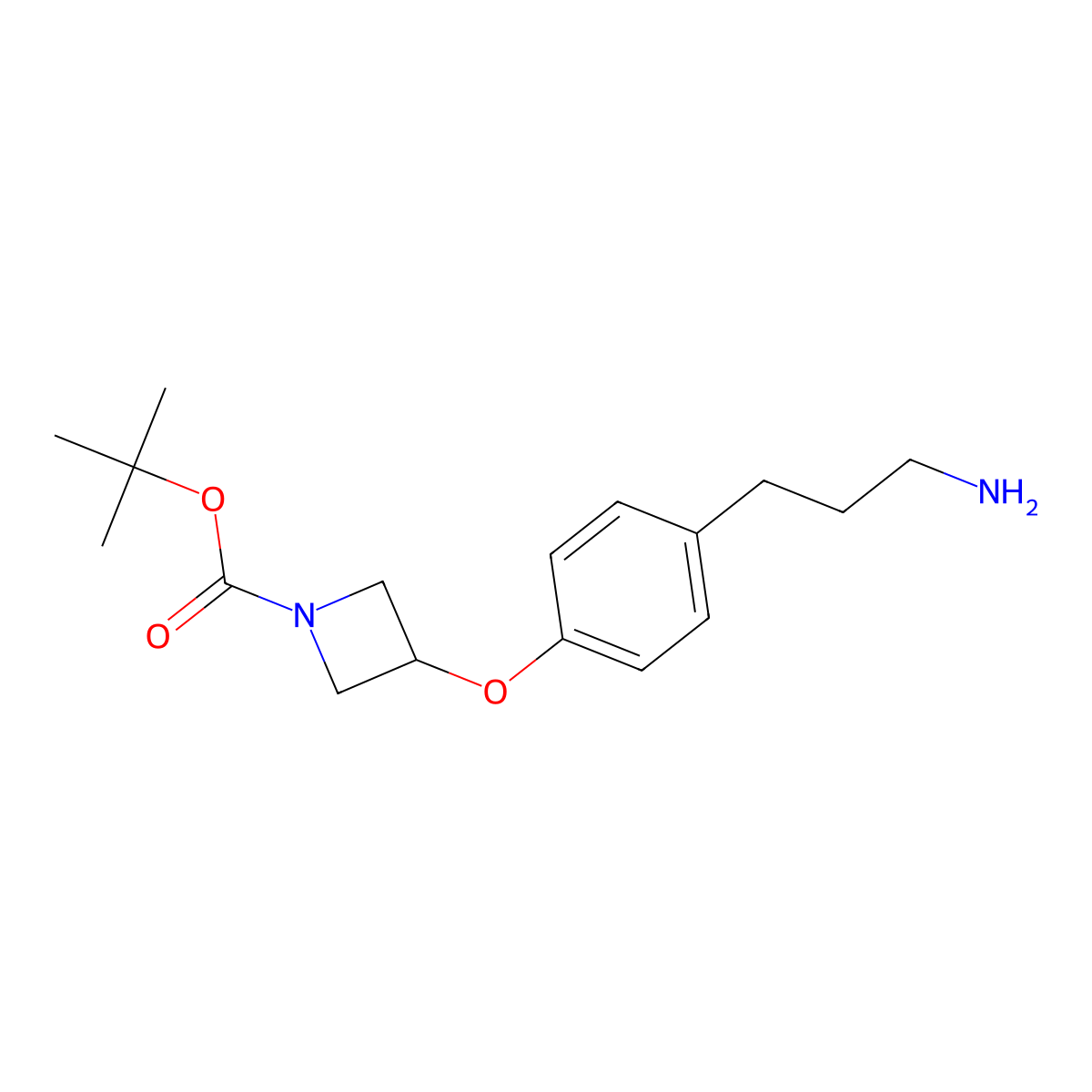 Tert-butyl 3-[4-(3-aminopropyl)phenoxy]azetidine-1-carboxylate molecular structure, CAS 3079650-14-6