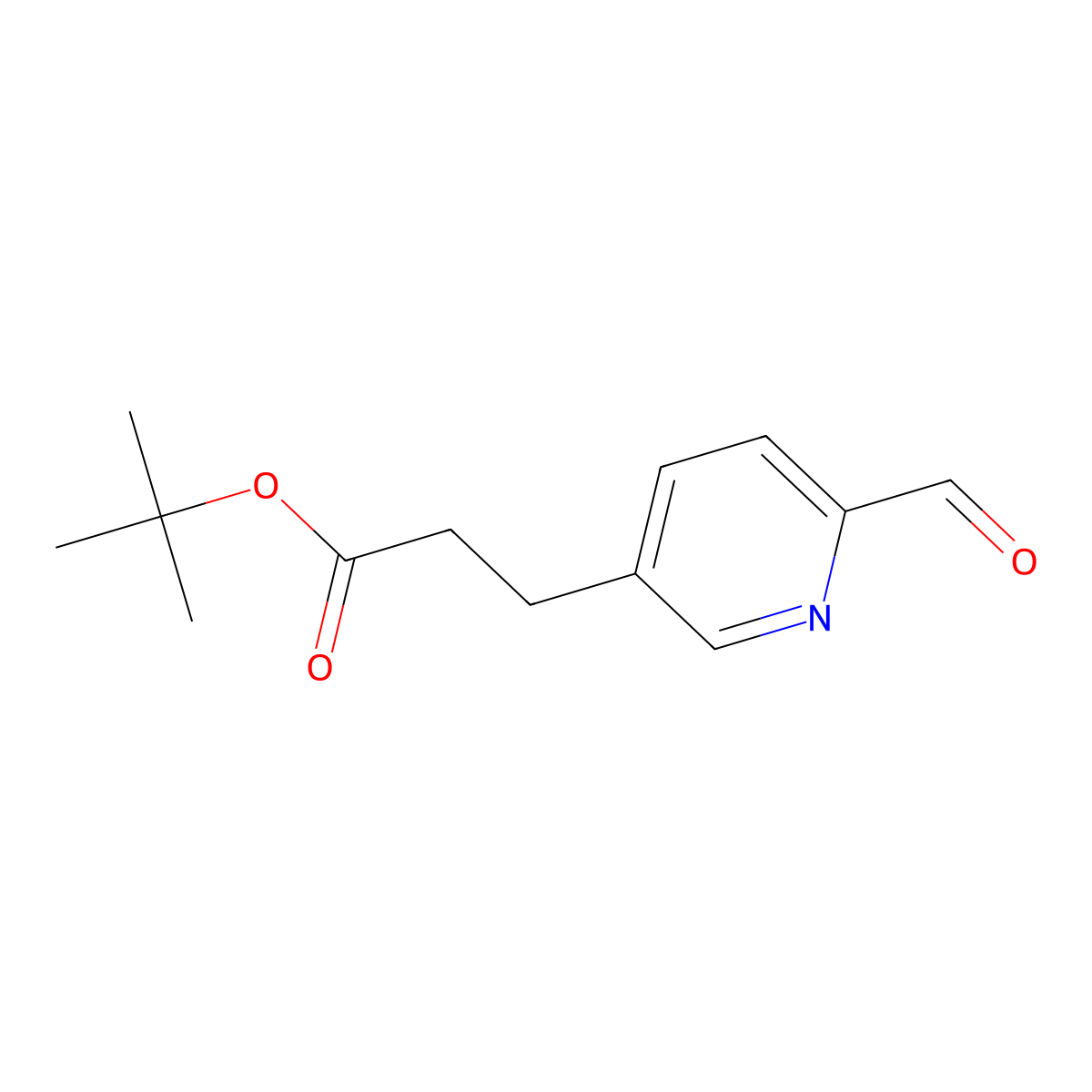 Tert-butyl 3-(6-formylpyridin-3-yl)propanoate molecular structure, CAS 3079658-35-5