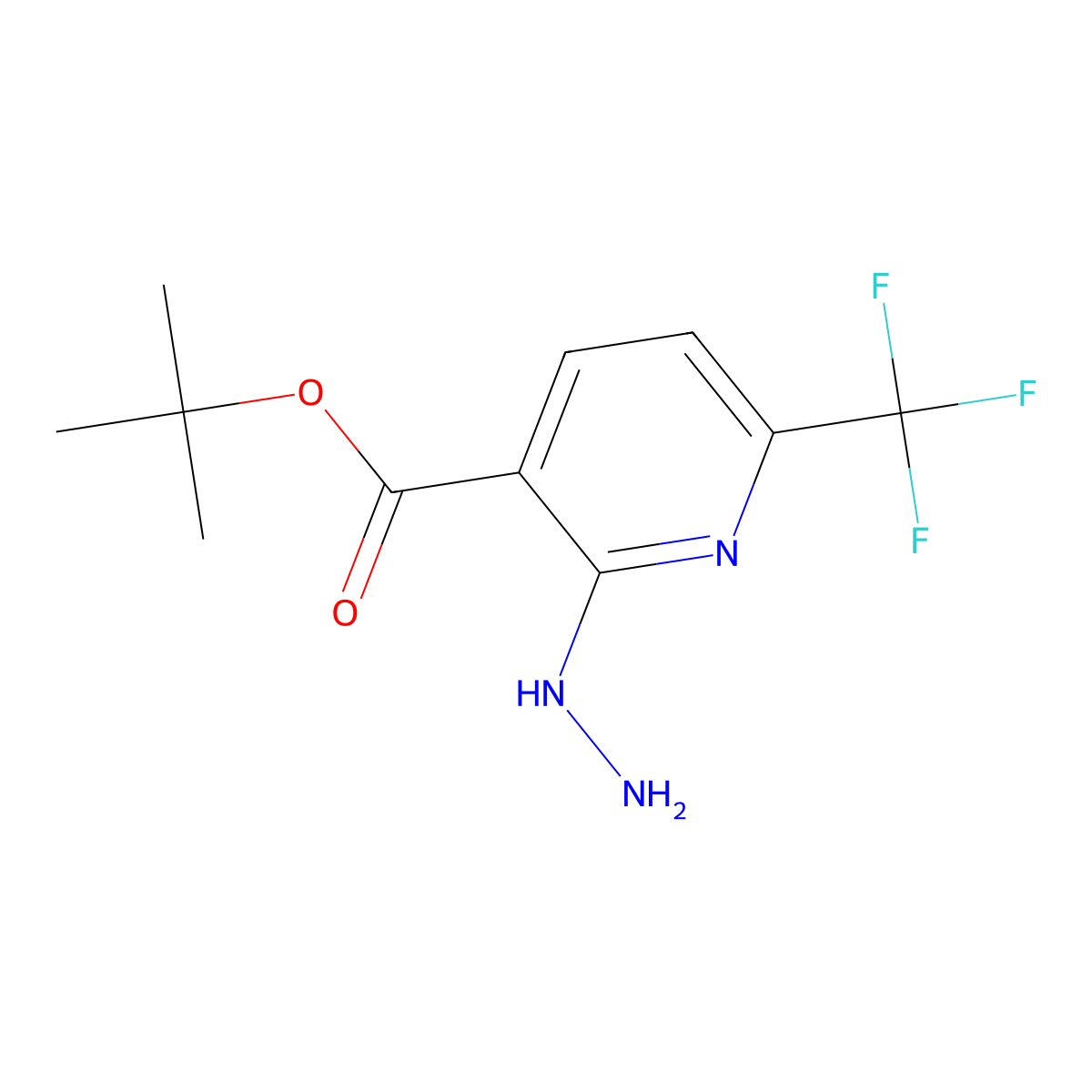 Tert-butyl 2-hydrazinyl-6-(trifluoromethyl)pyridine-3-carboxylate molecular structure, CAS 3079680-39-7